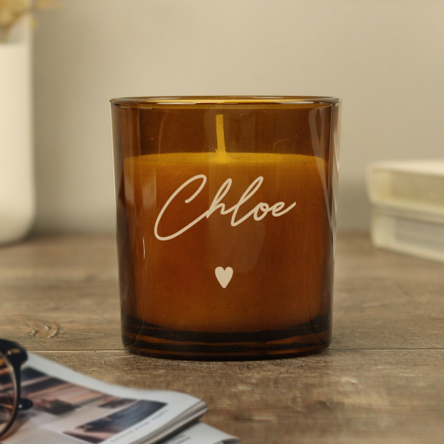 Personalised Amber Glass Candle - gift & personalise