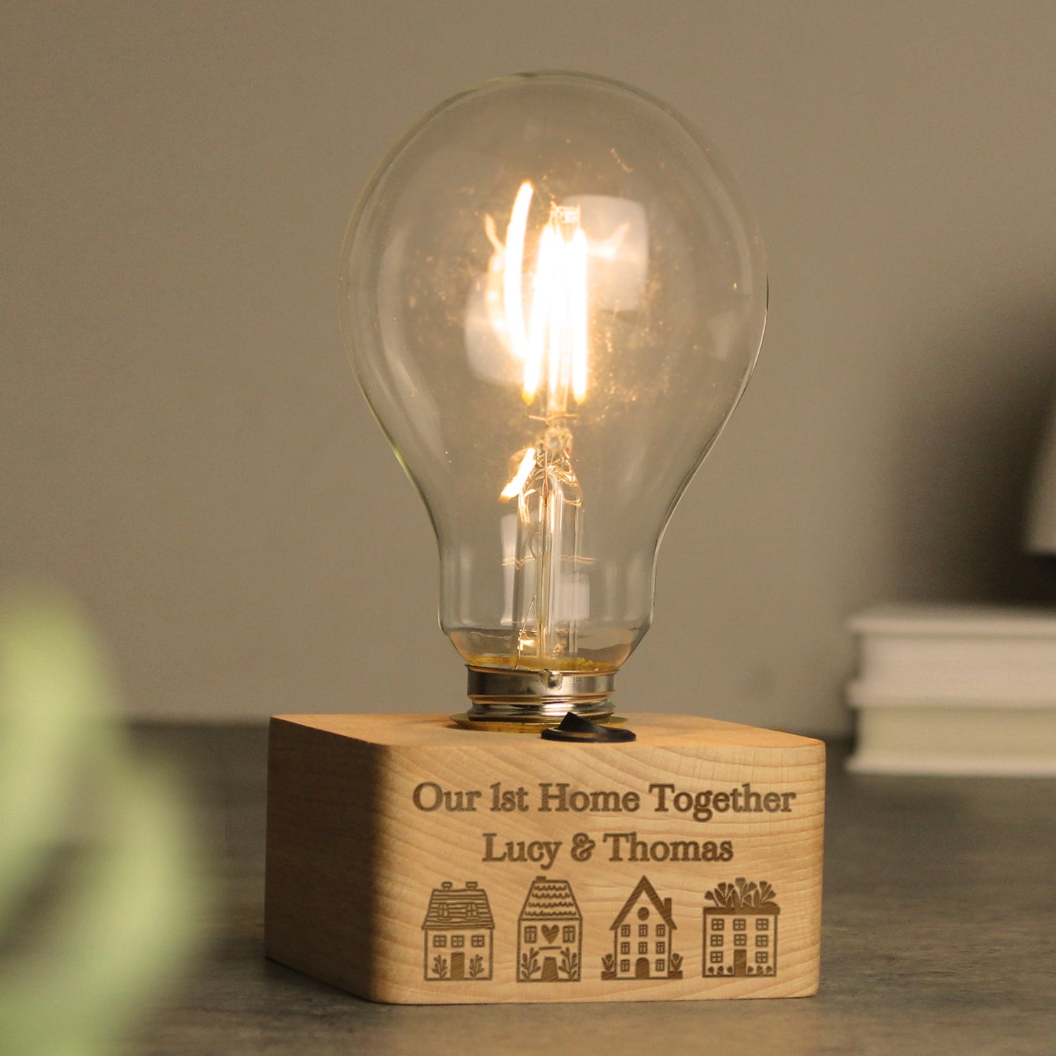 Personalised Home Wooden Bulb Light - gift & personalise