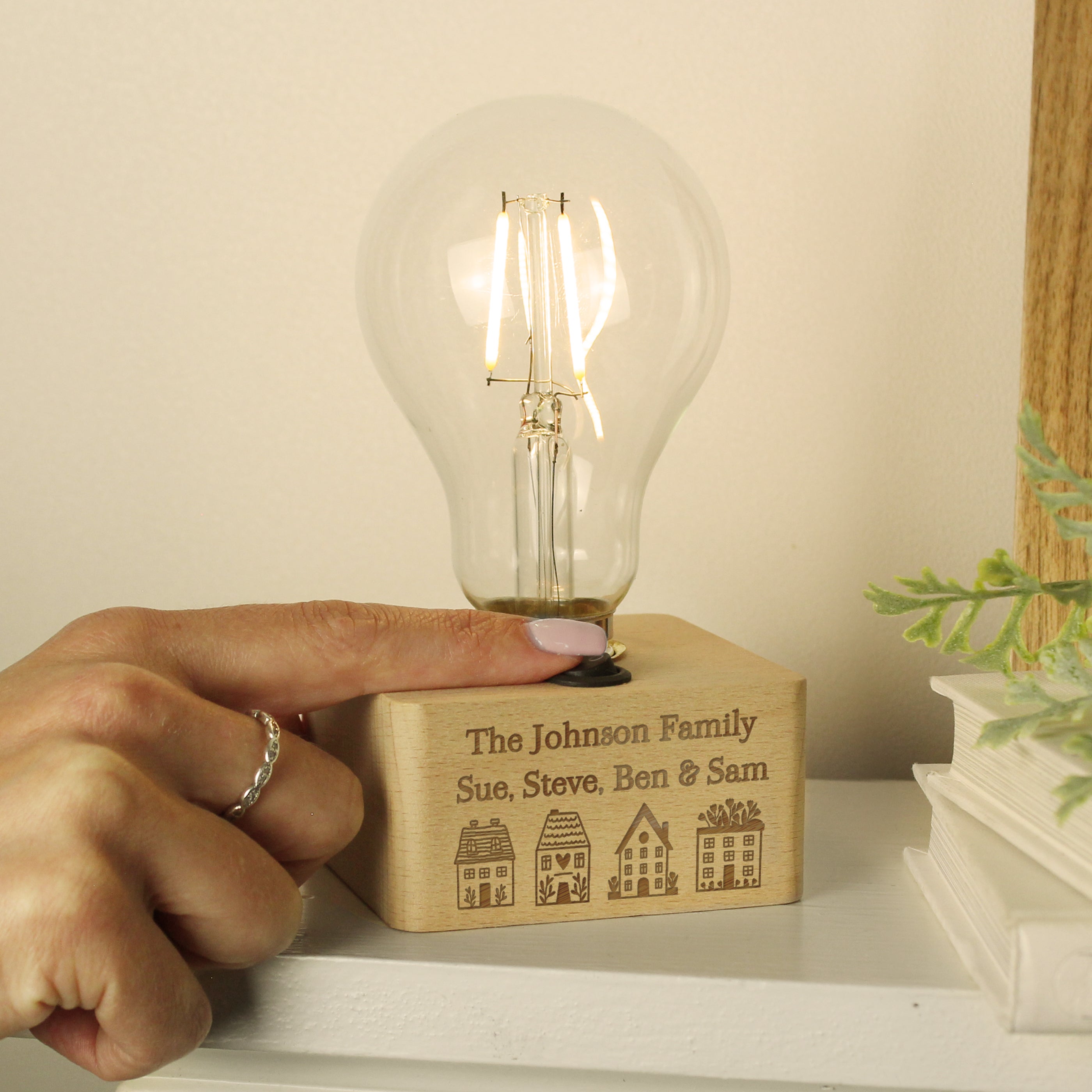 Personalised Home Wooden Bulb Light - gift & personalise