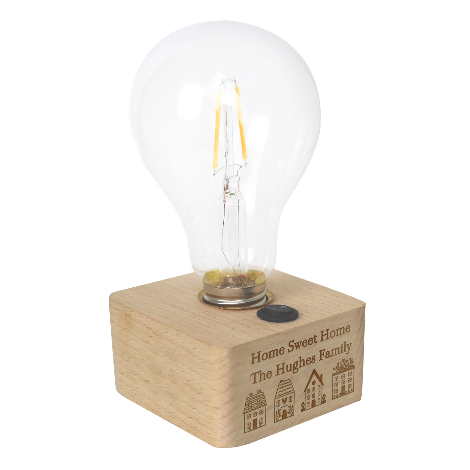 Personalised Home Wooden Bulb Light - gift & personalise