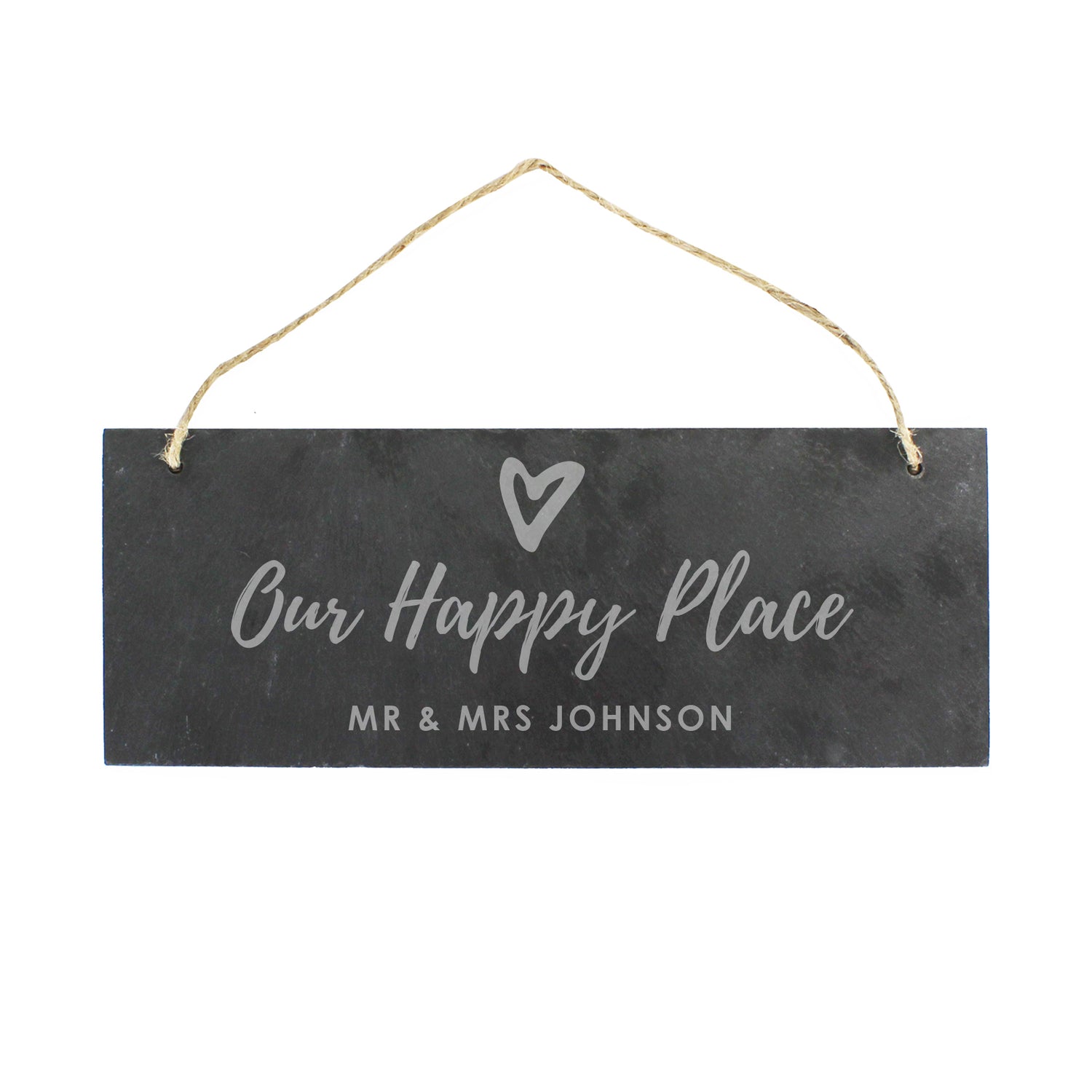 Personalised Our Happy Place Hanging Slate Plaque - gift & personalise