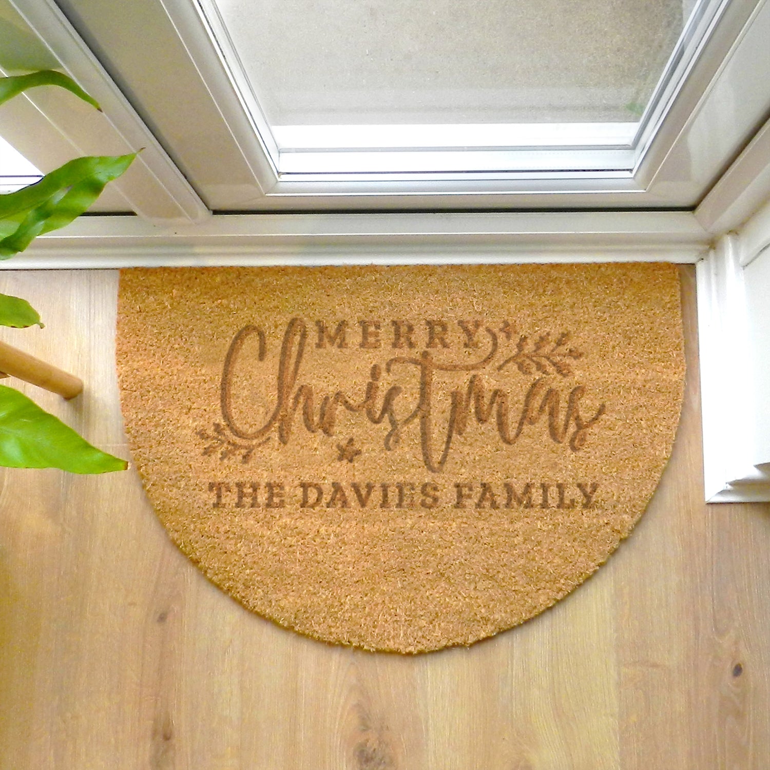 Personalised Christmas Half Moon Indoor Doormat - gift & personalise