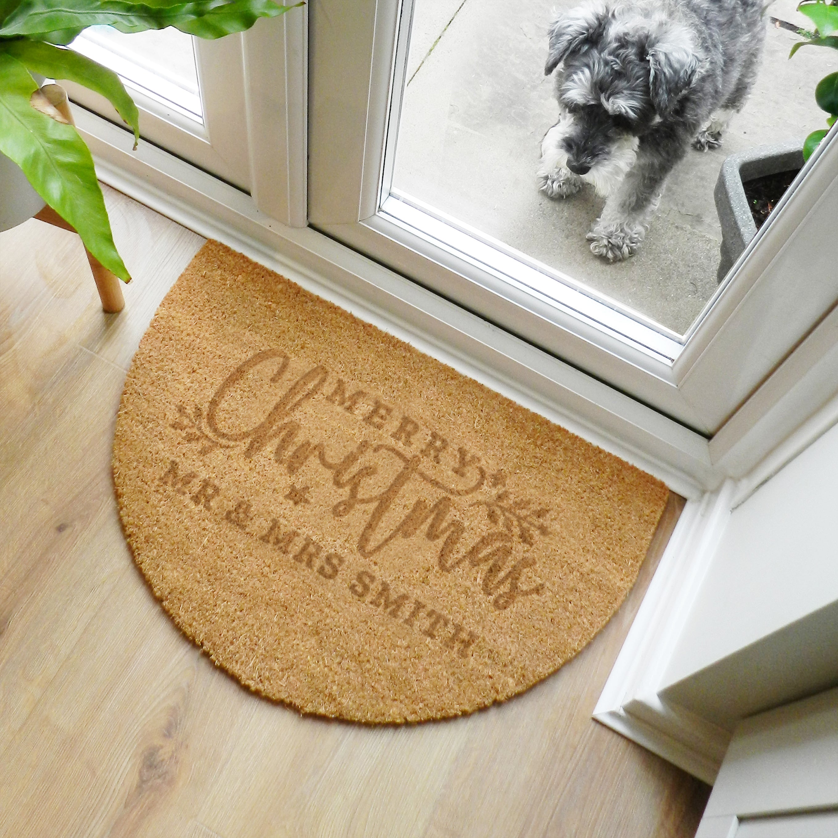 Personalised Christmas Half Moon Indoor Doormat - gift & personalise