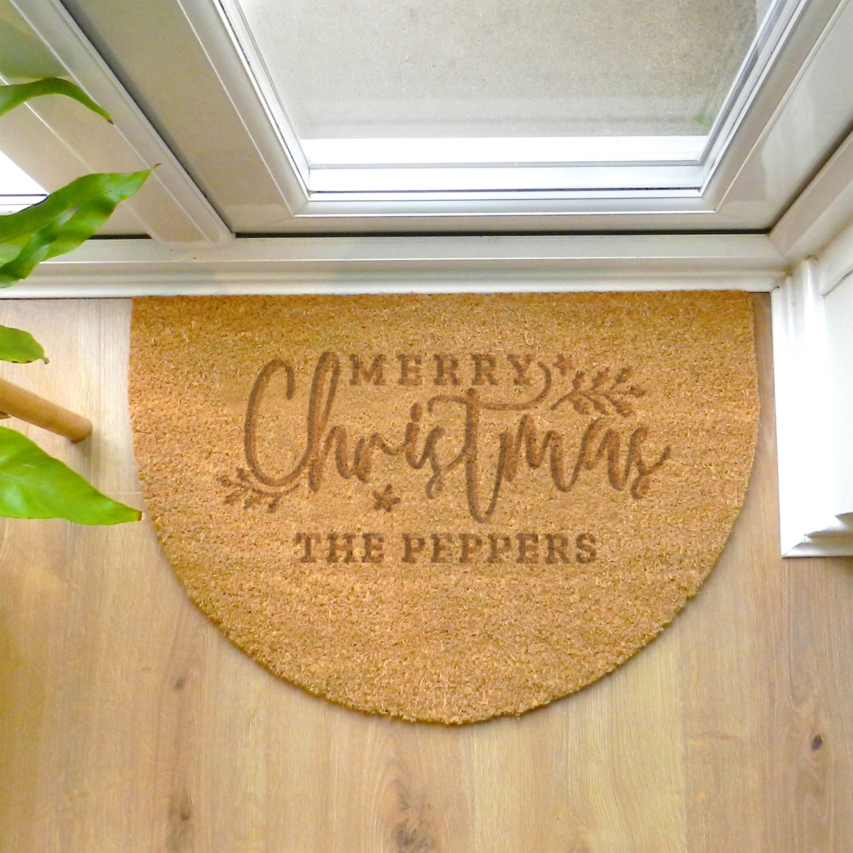 Personalised Christmas Half Moon Indoor Doormat - gift & personalise