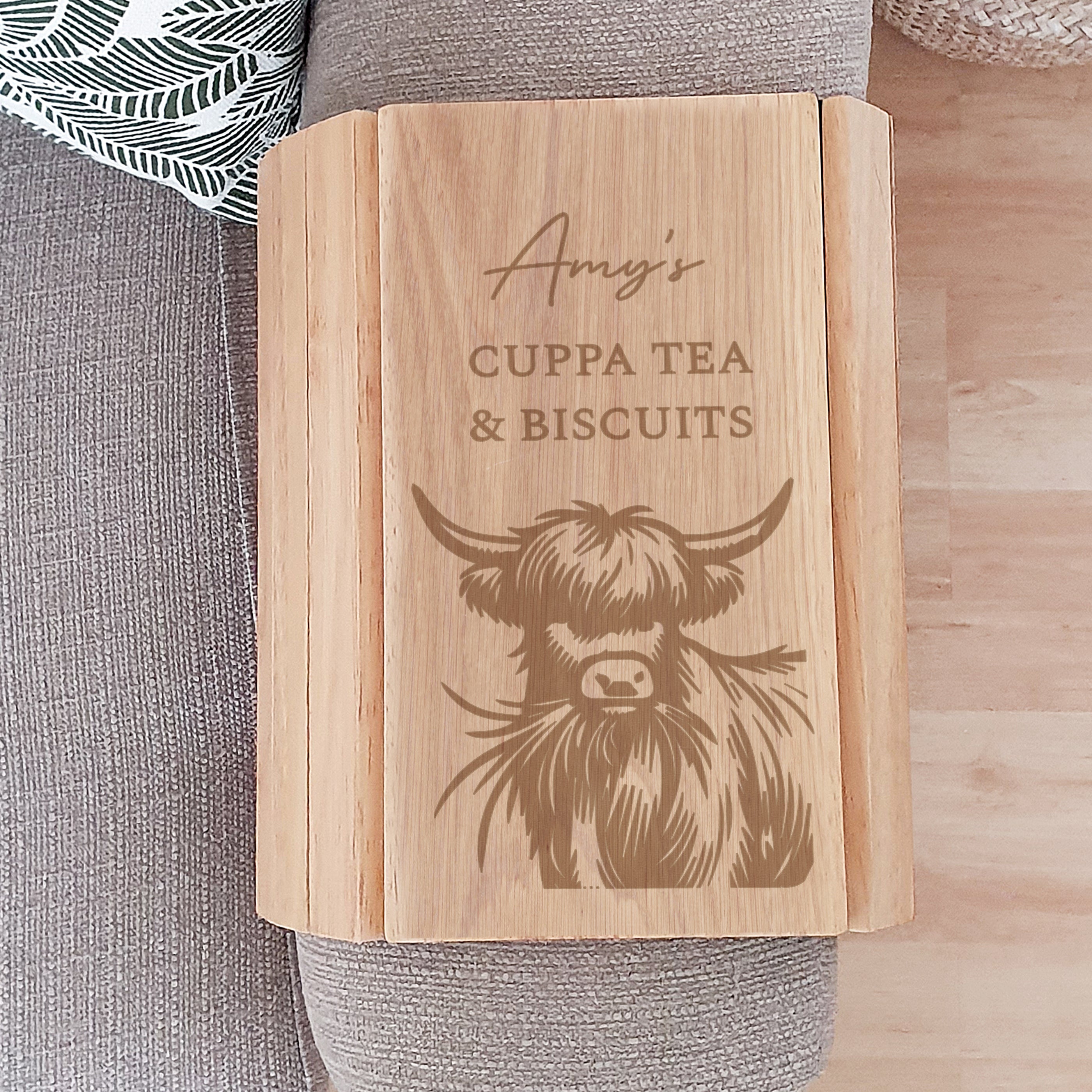 Personalised Highland Cow Sofa Tray