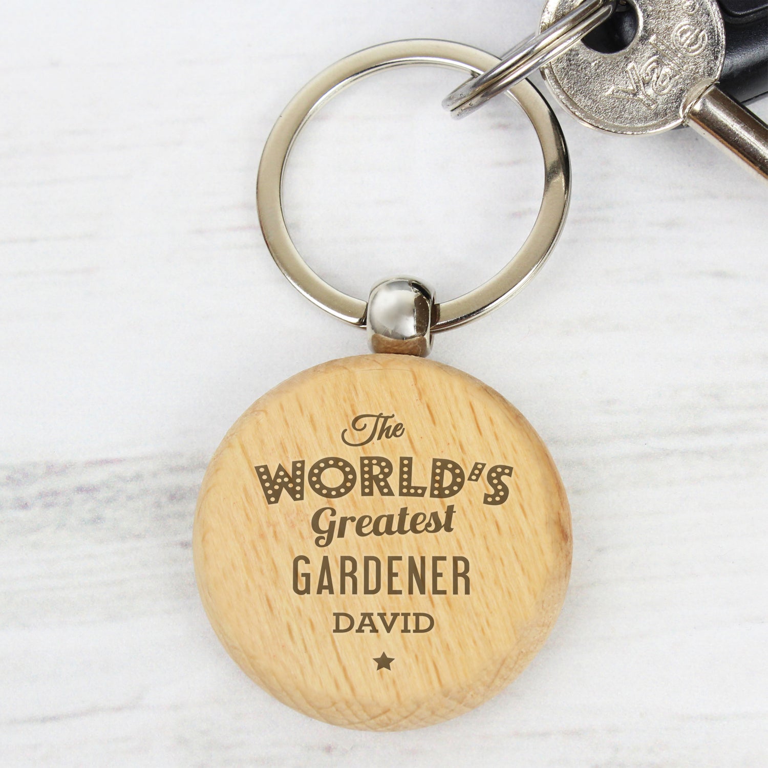 Personalised 'The World's Greatest' Wooden Keyring - gift & personalise