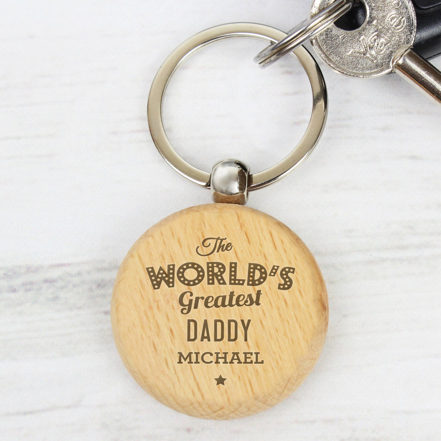 Personalised 'The World's Greatest' Wooden Keyring - gift & personalise