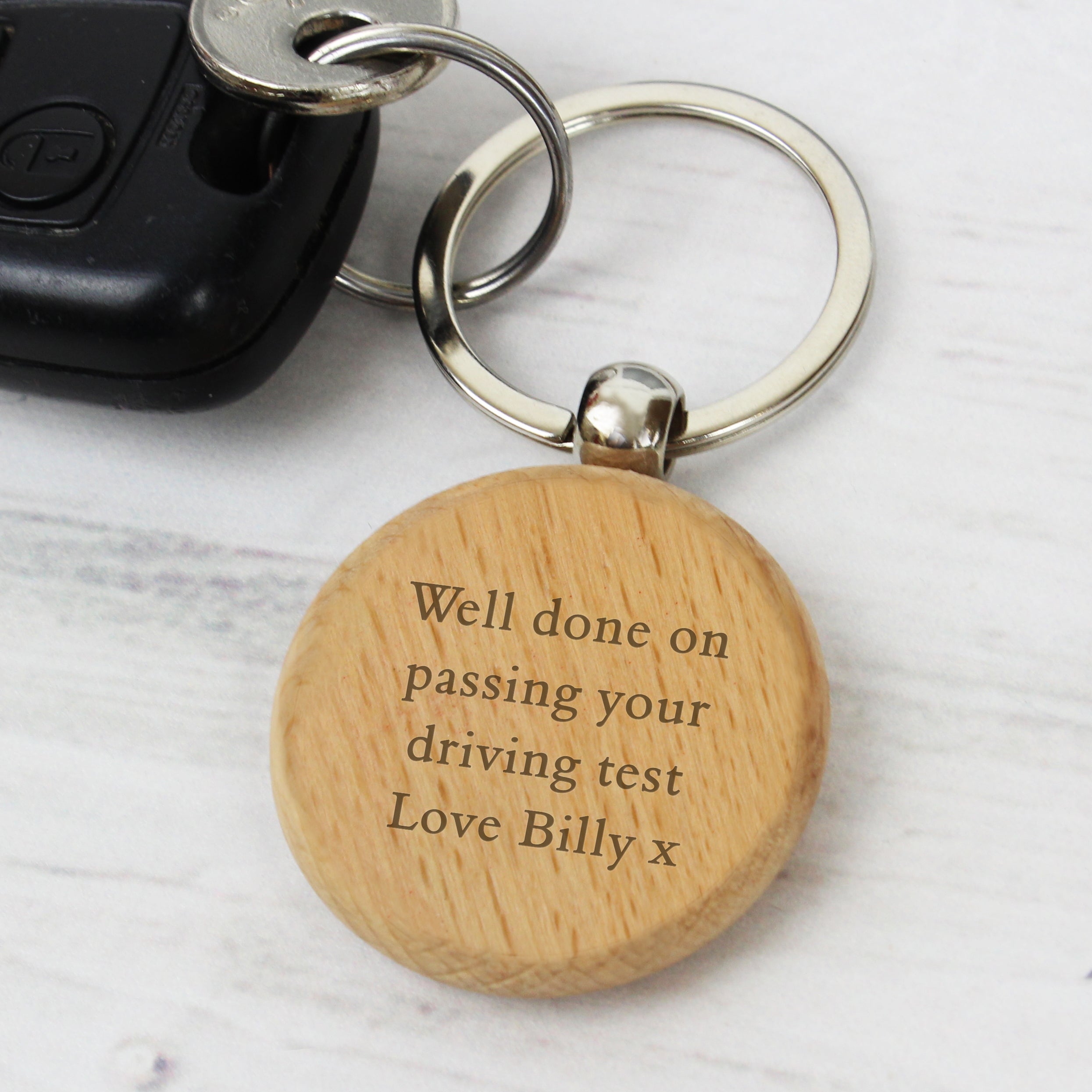 Personalised Wooden Keyring - gift & personalise