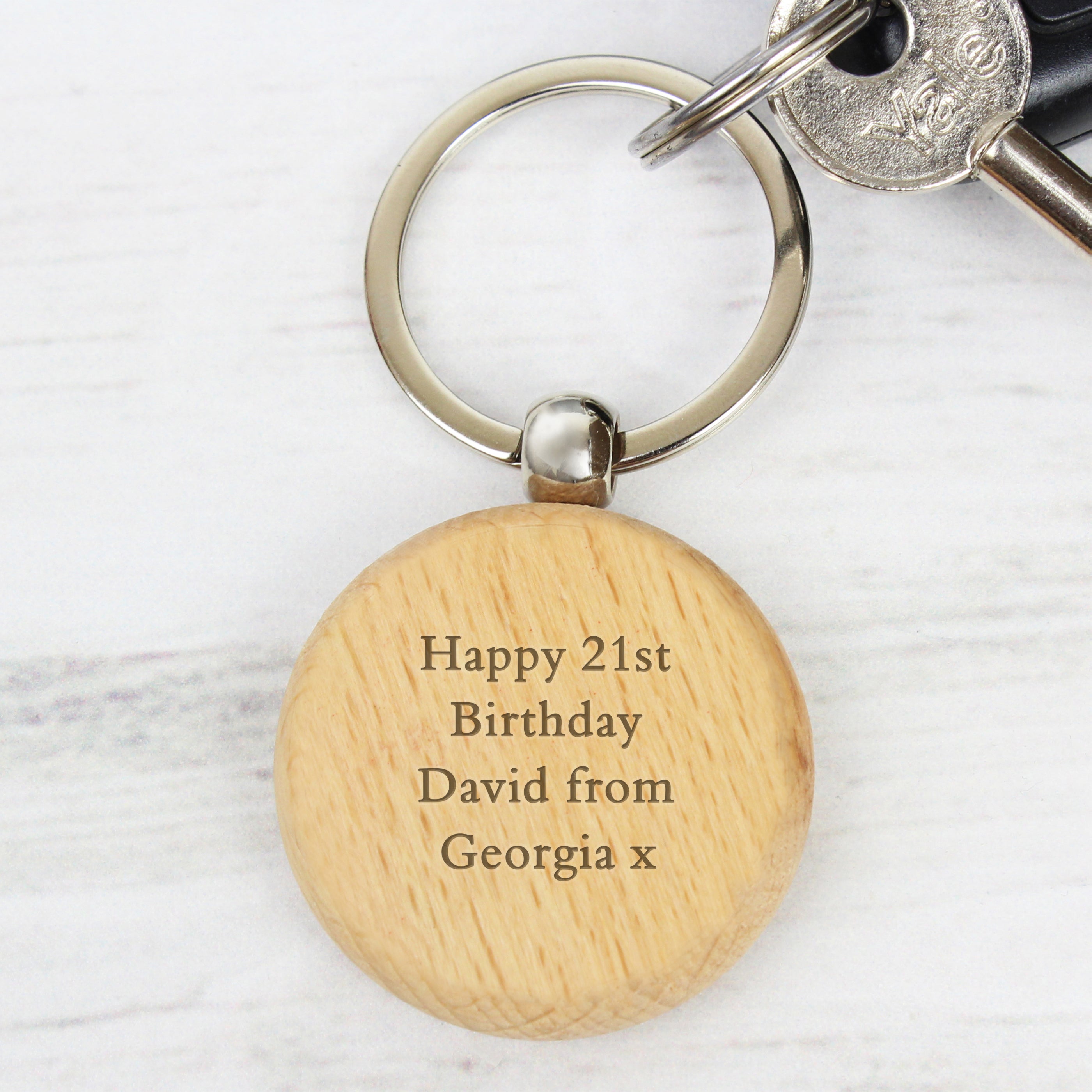 Personalised Wooden Keyring - gift & personalise