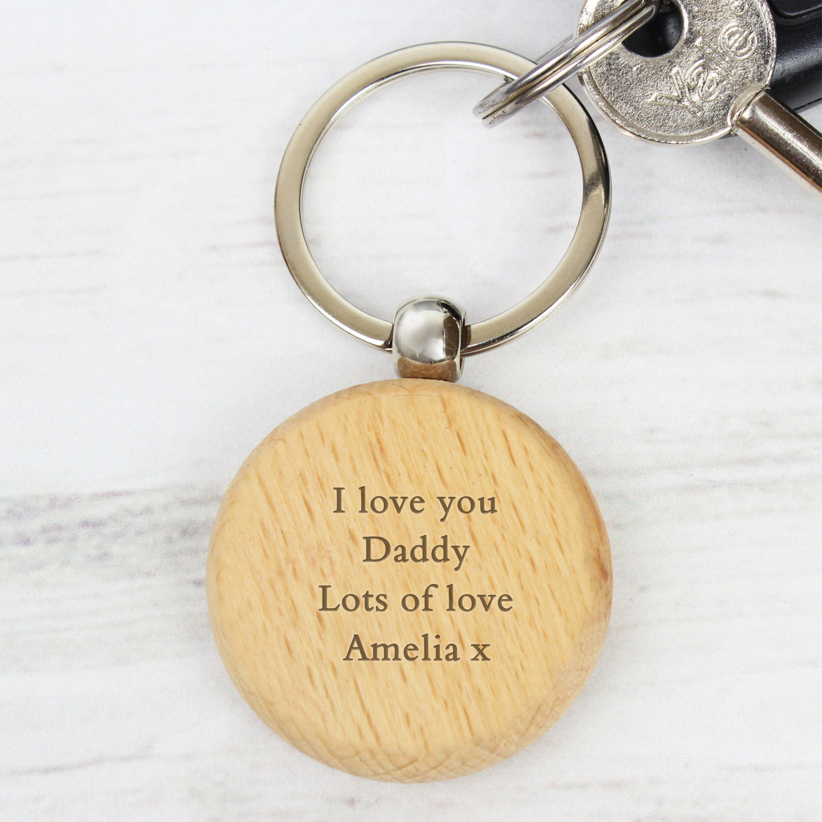 Personalised Wooden Keyring - gift & personalise