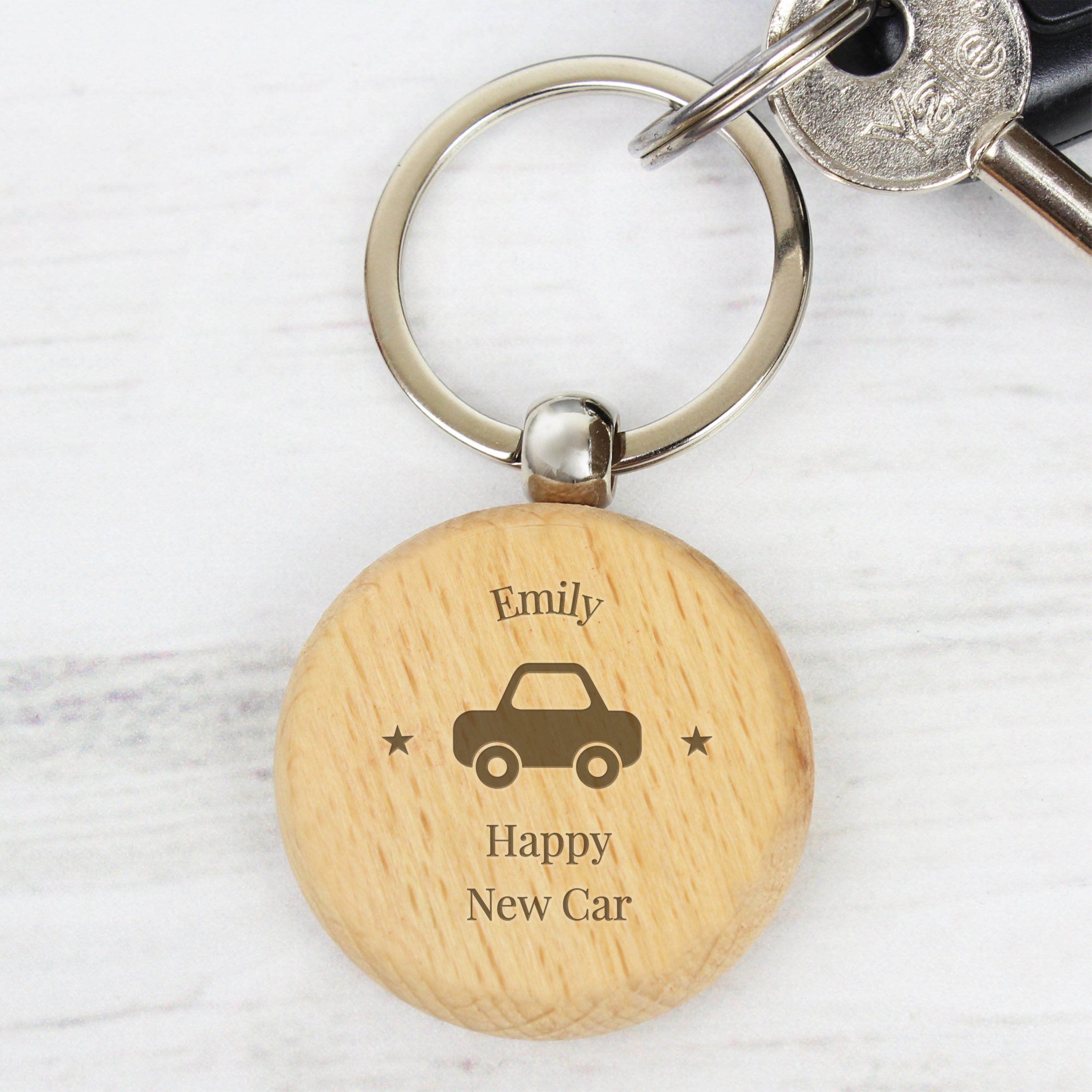 Personalised 'Car Motif' Wooden Keyring - gift & personalise