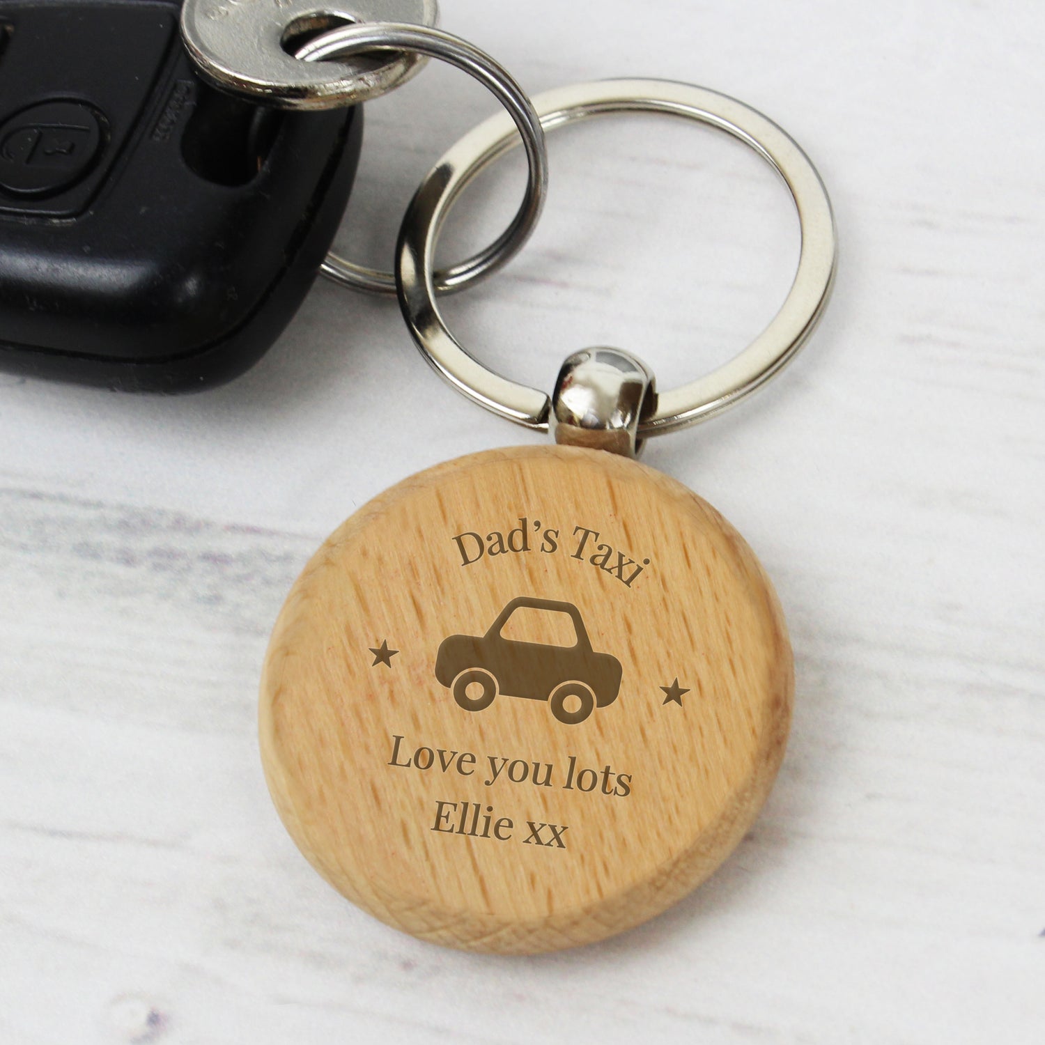 Personalised 'Car Motif' Wooden Keyring - gift & personalise