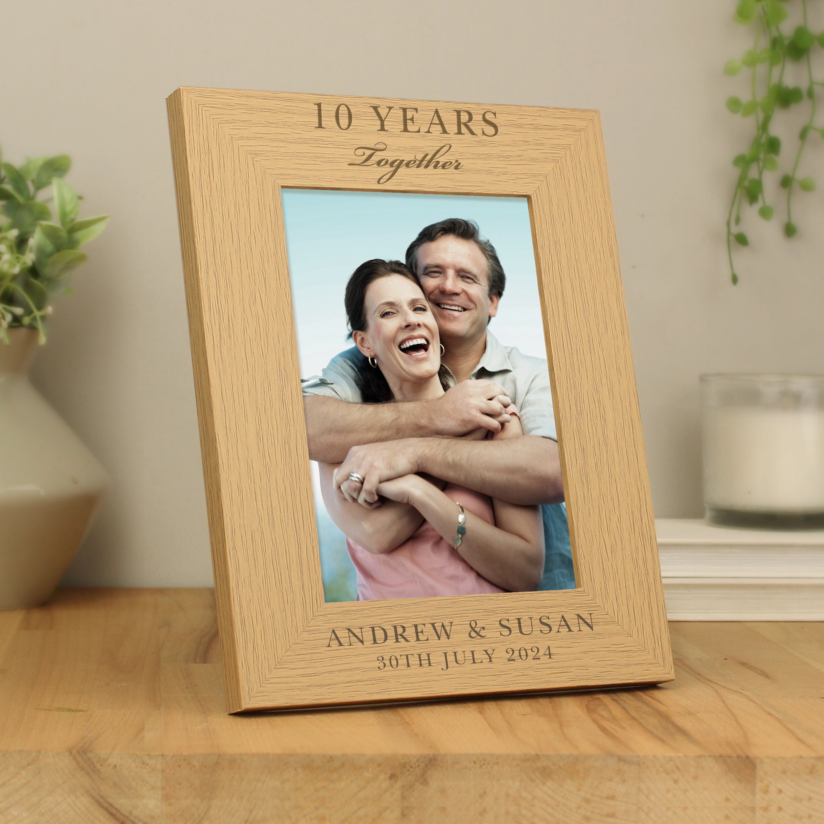 Personalised Anniversary 5x7 Oak Finish Photo Frame - gift & personalise