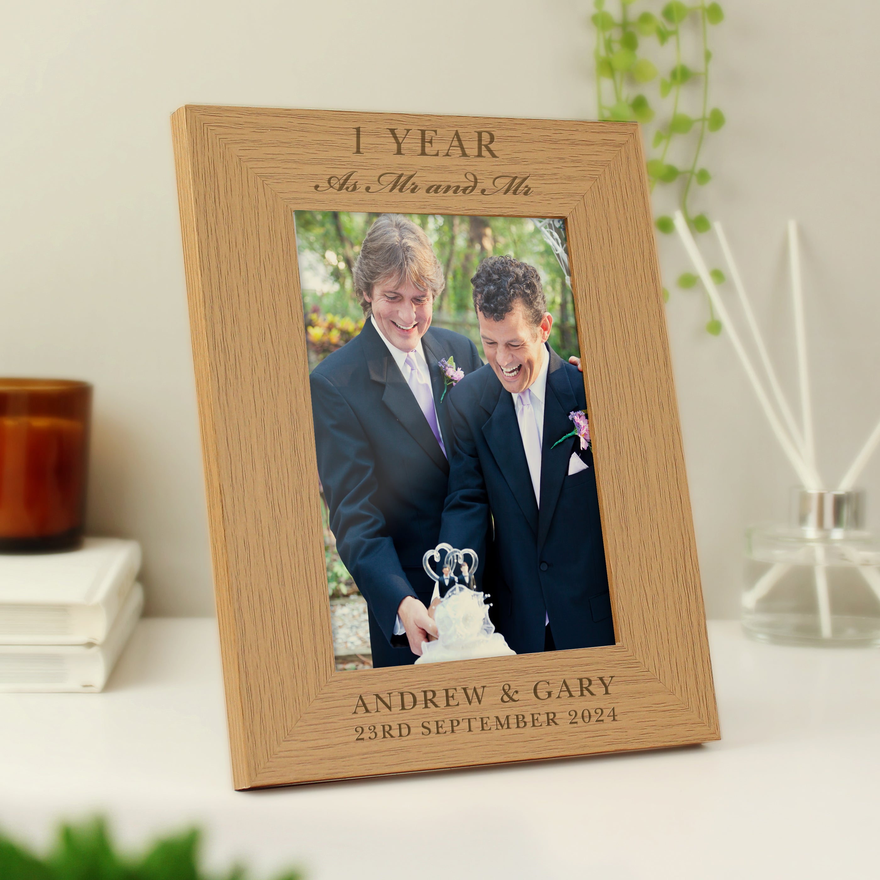 Personalised Anniversary 5x7 Oak Finish Photo Frame - gift & personalise