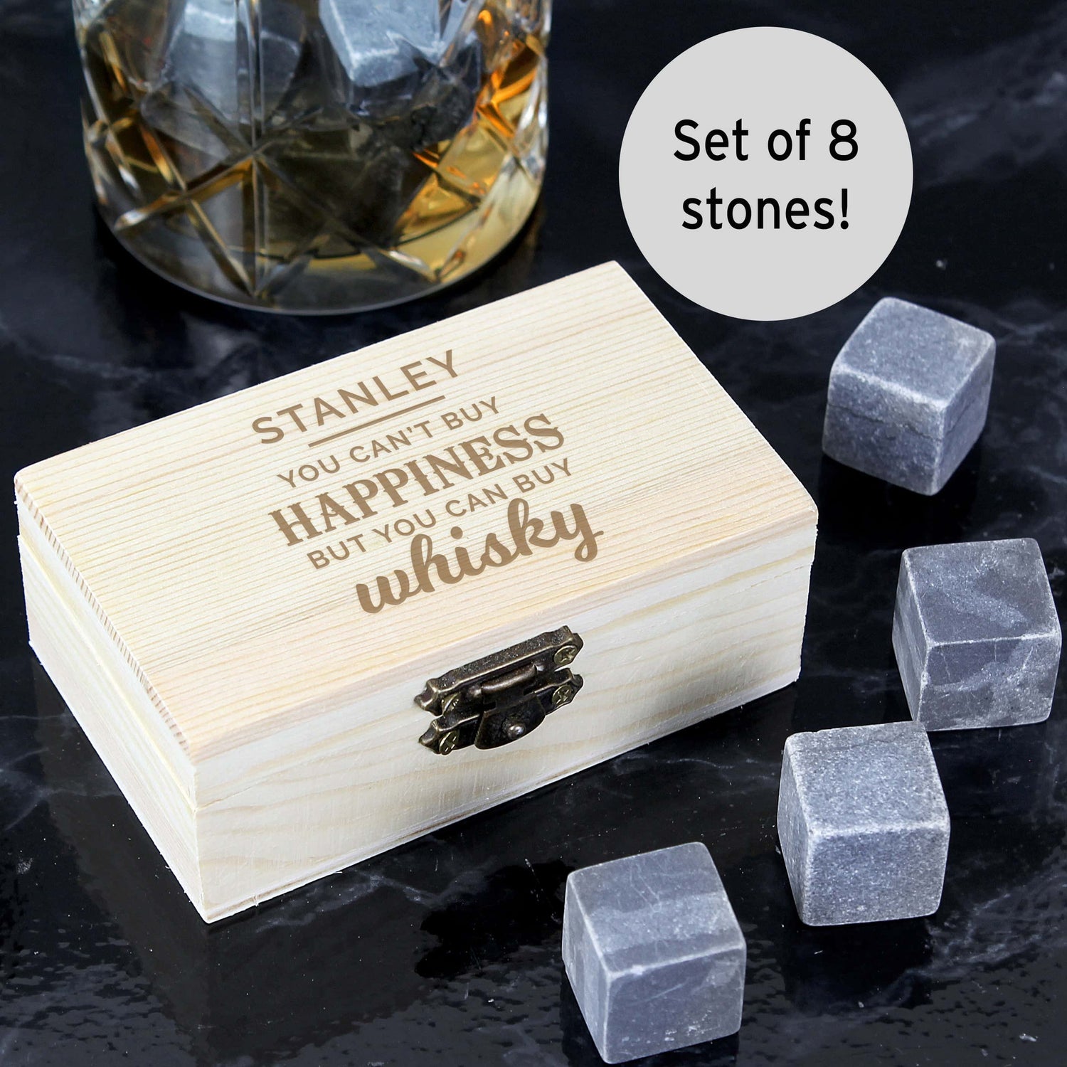 Personalised Happiness Whisky Stones - gift & personalise