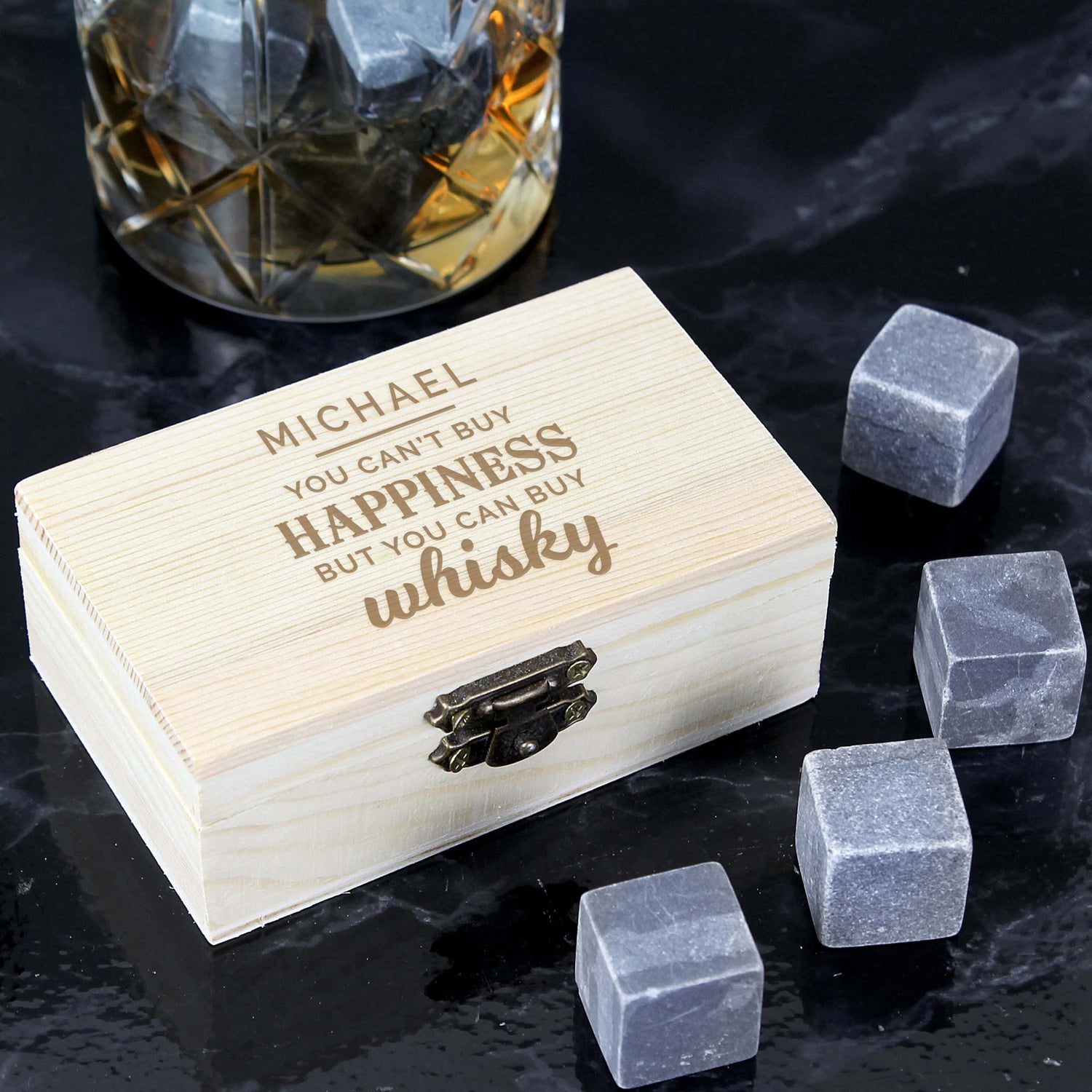 Personalised Happiness Whisky Stones - gift & personalise