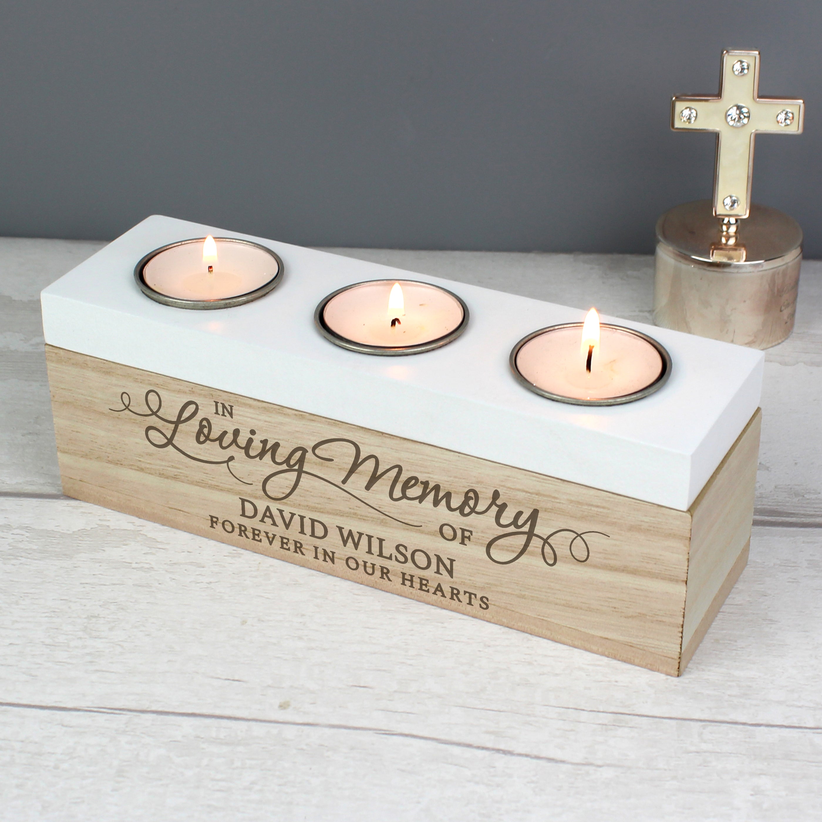 Personalised In Loving Memory Triple Tea Light Box - gift & personalise