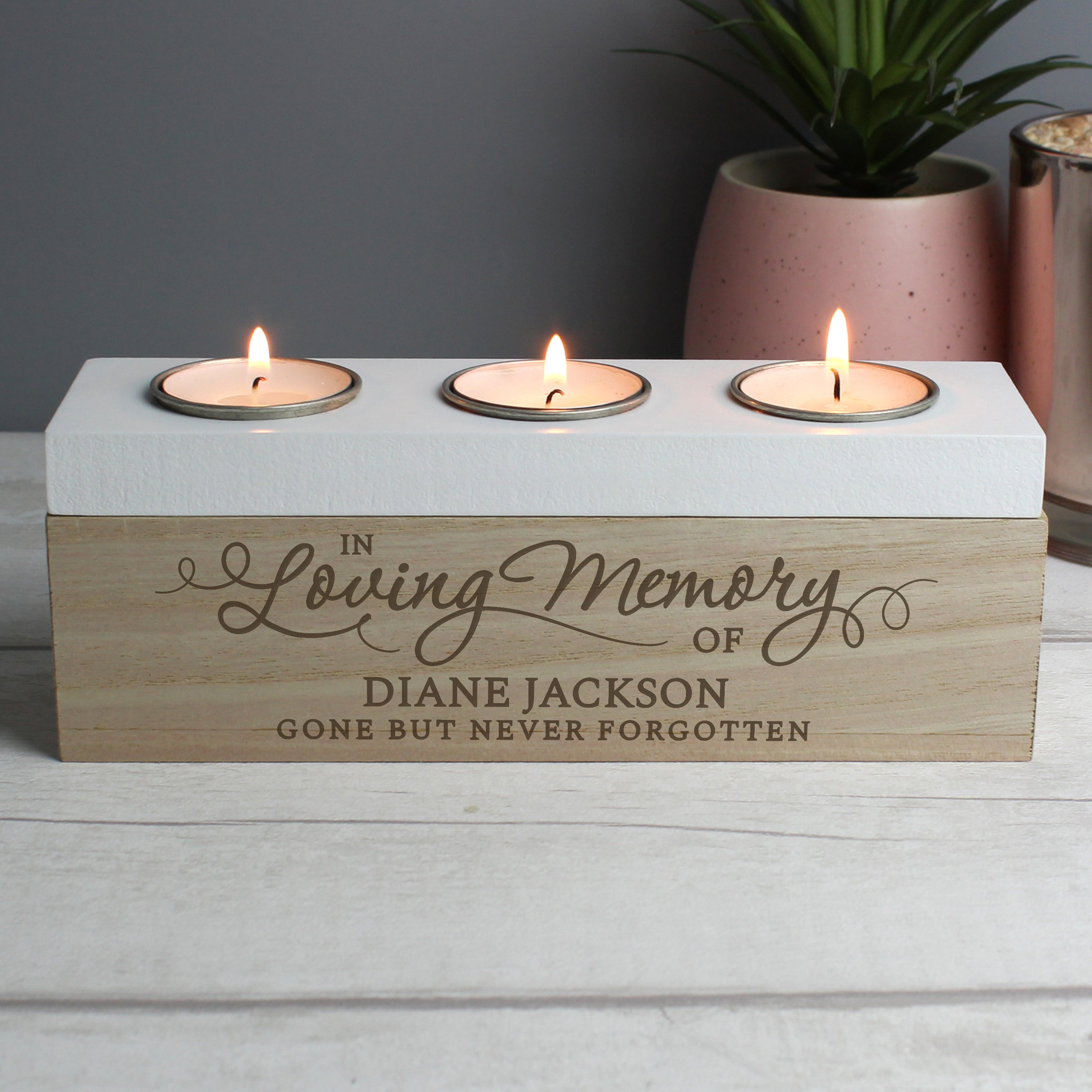 Personalised In Loving Memory Triple Tea Light Box - gift & personalise