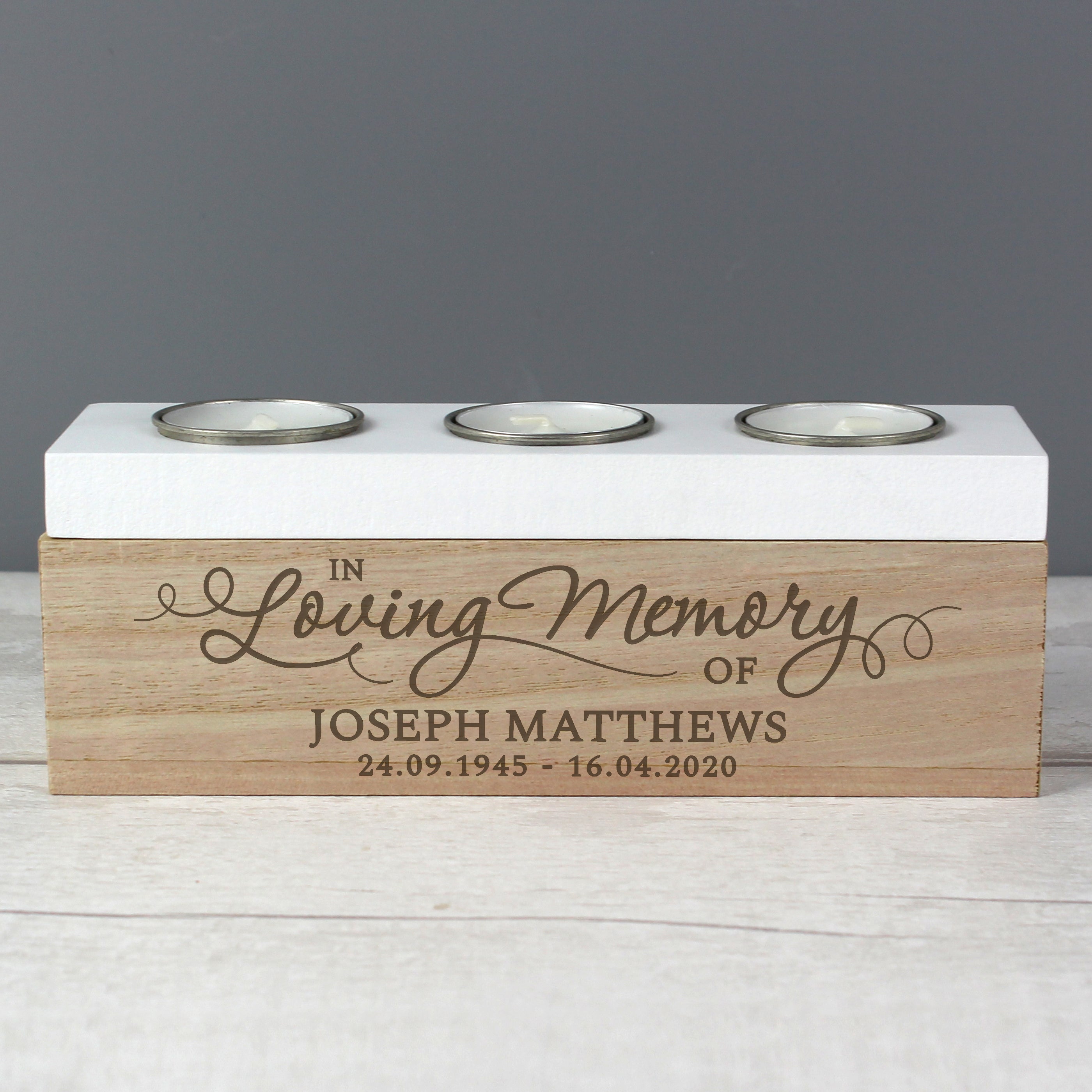 Personalised In Loving Memory Triple Tea Light Box - gift & personalise