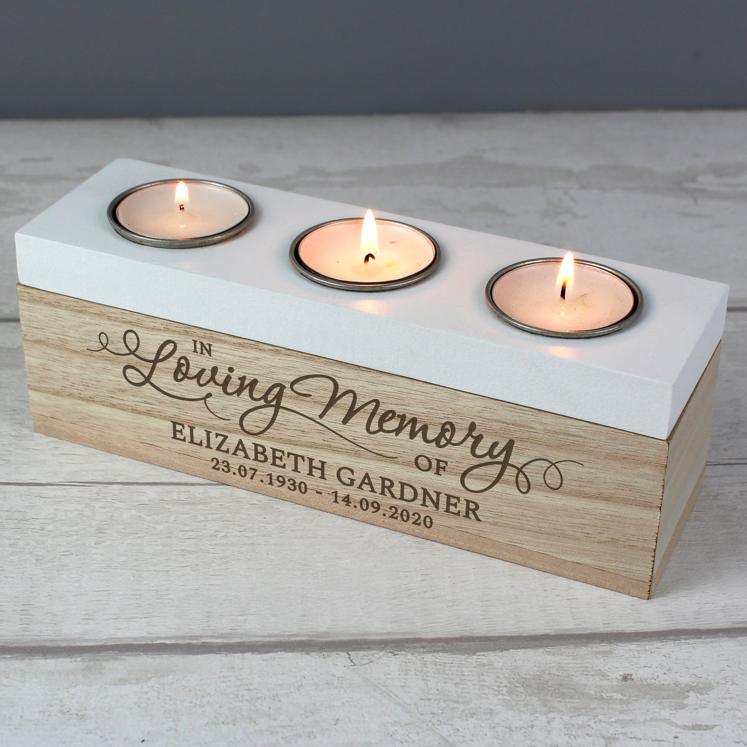 Personalised In Loving Memory Triple Tea Light Box - gift & personalise