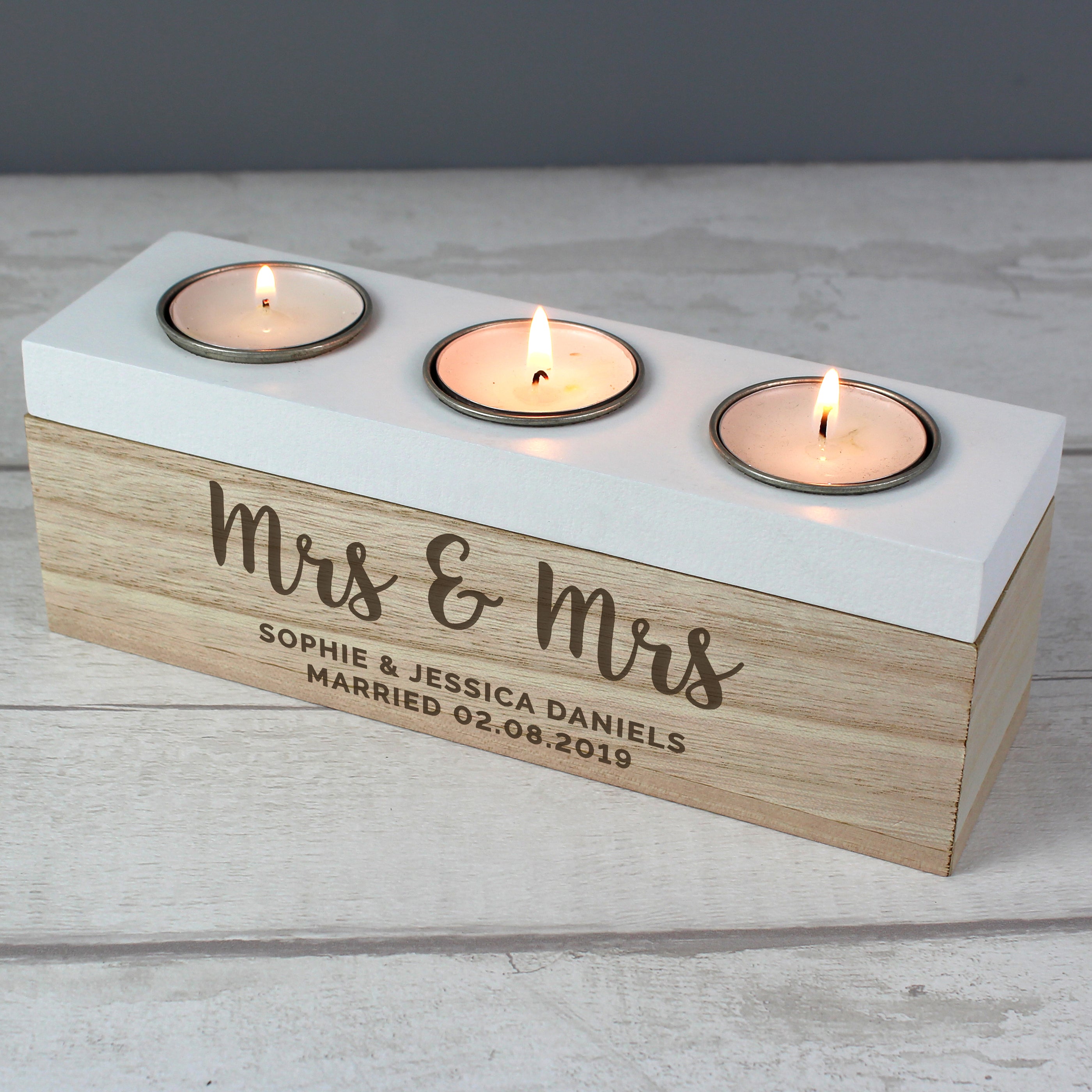 Personalised Free Text Triple Tea Light Box - gift & personalise