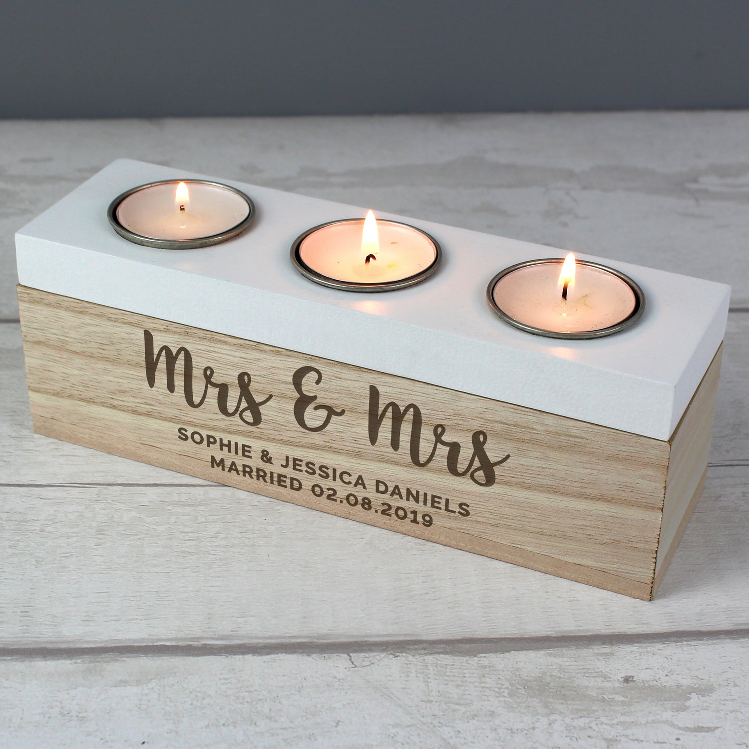 Personalised Free Text Triple Tea Light Box - gift & personalise