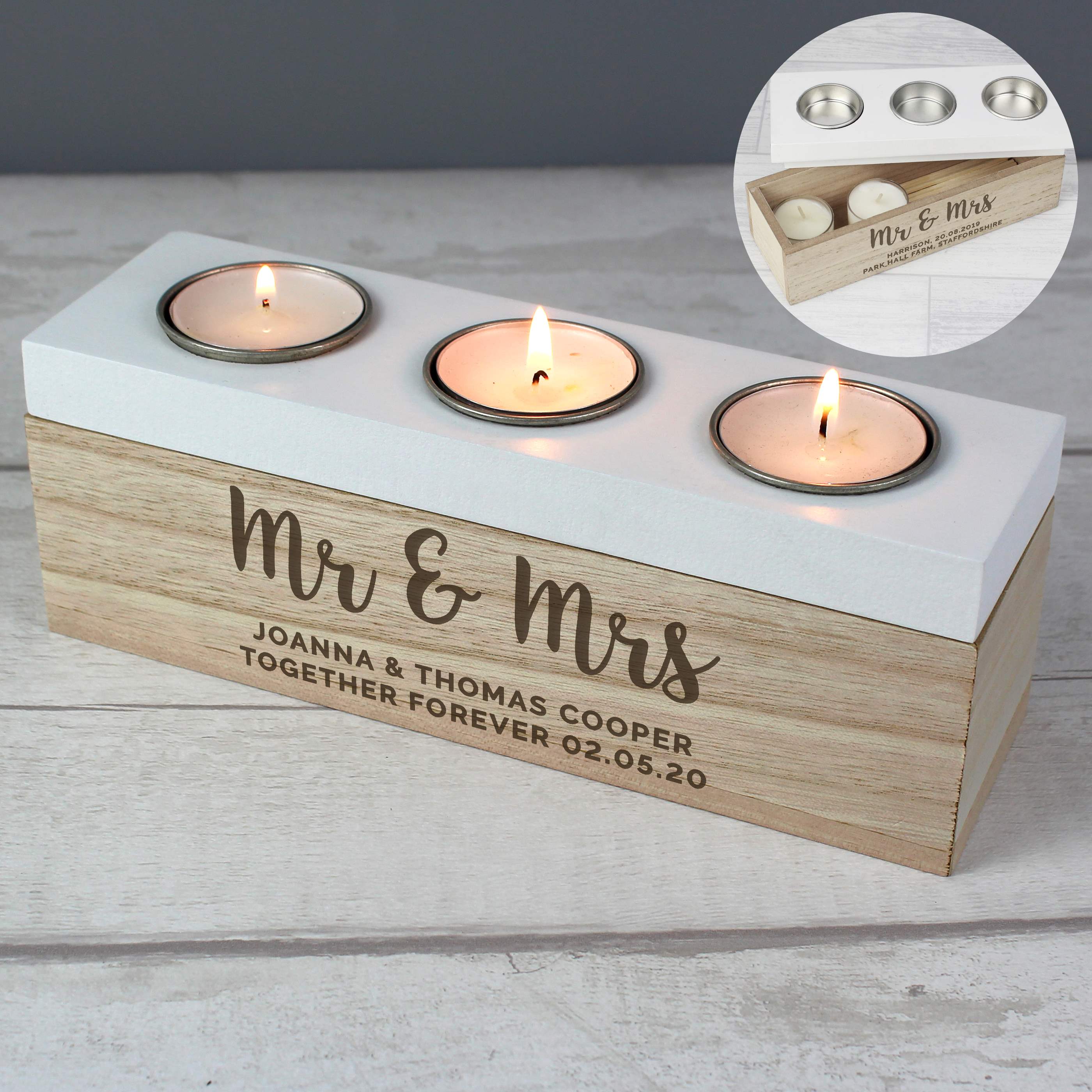 Personalised Free Text Triple Tea Light Box - gift & personalise