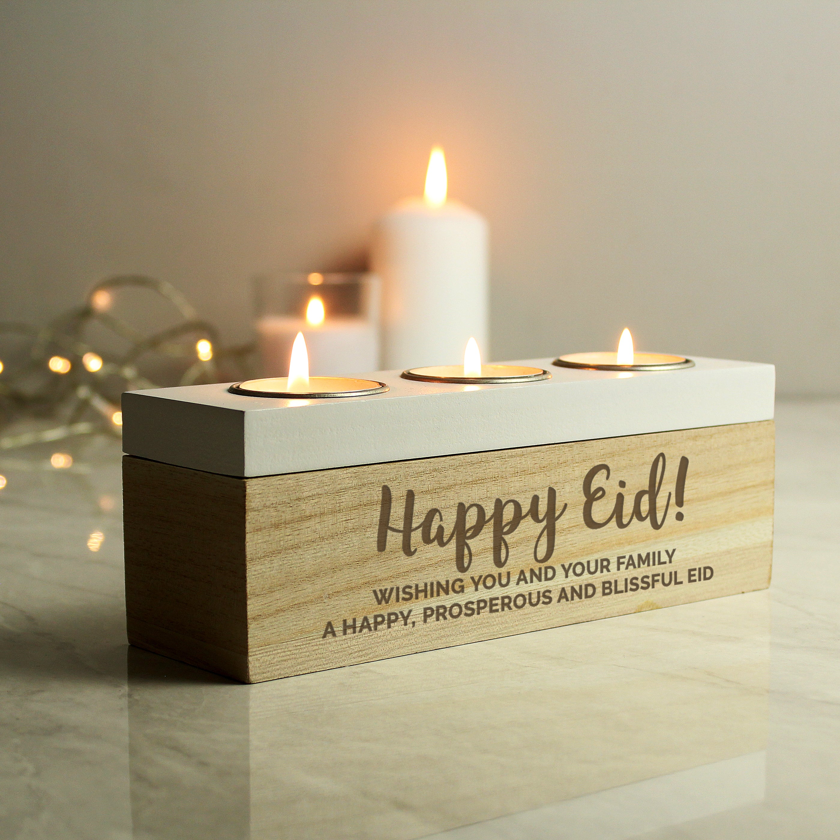 Personalised Free Text Triple Tea Light Box - gift & personalise