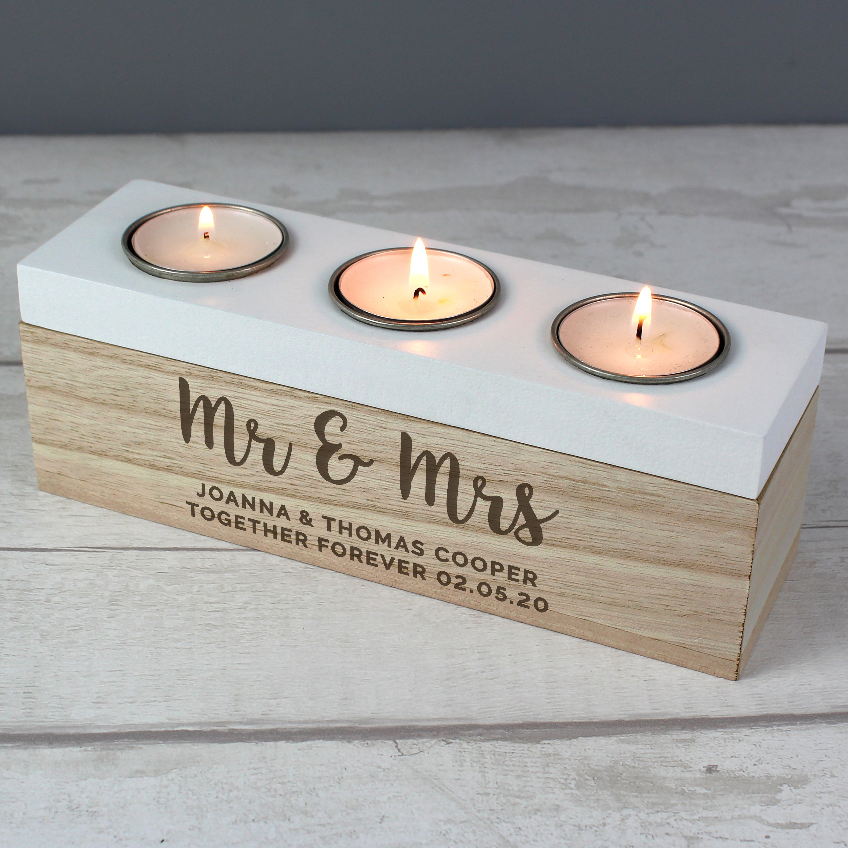 Personalised Free Text Triple Tea Light Box - gift & personalise