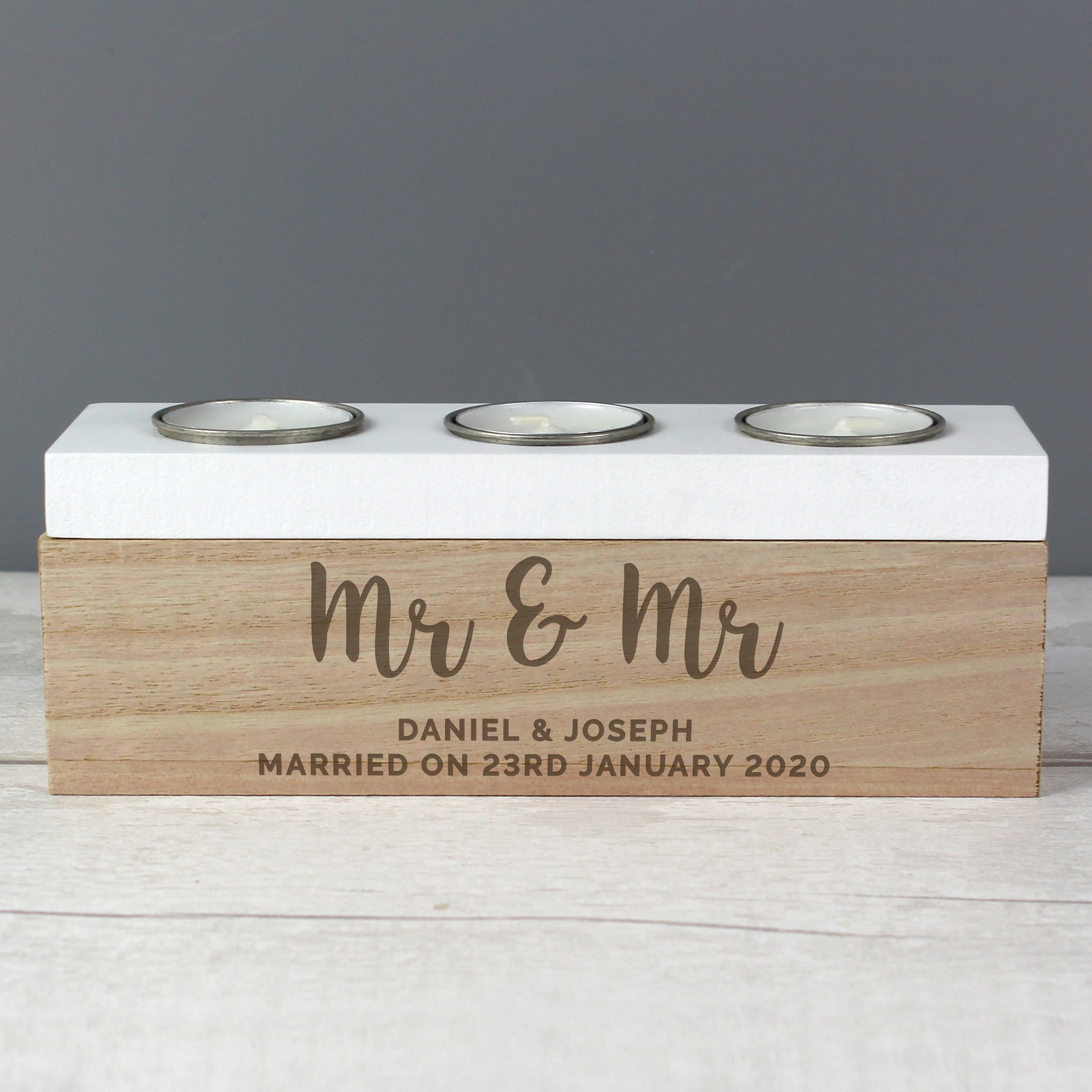 Personalised Free Text Triple Tea Light Box - gift & personalise