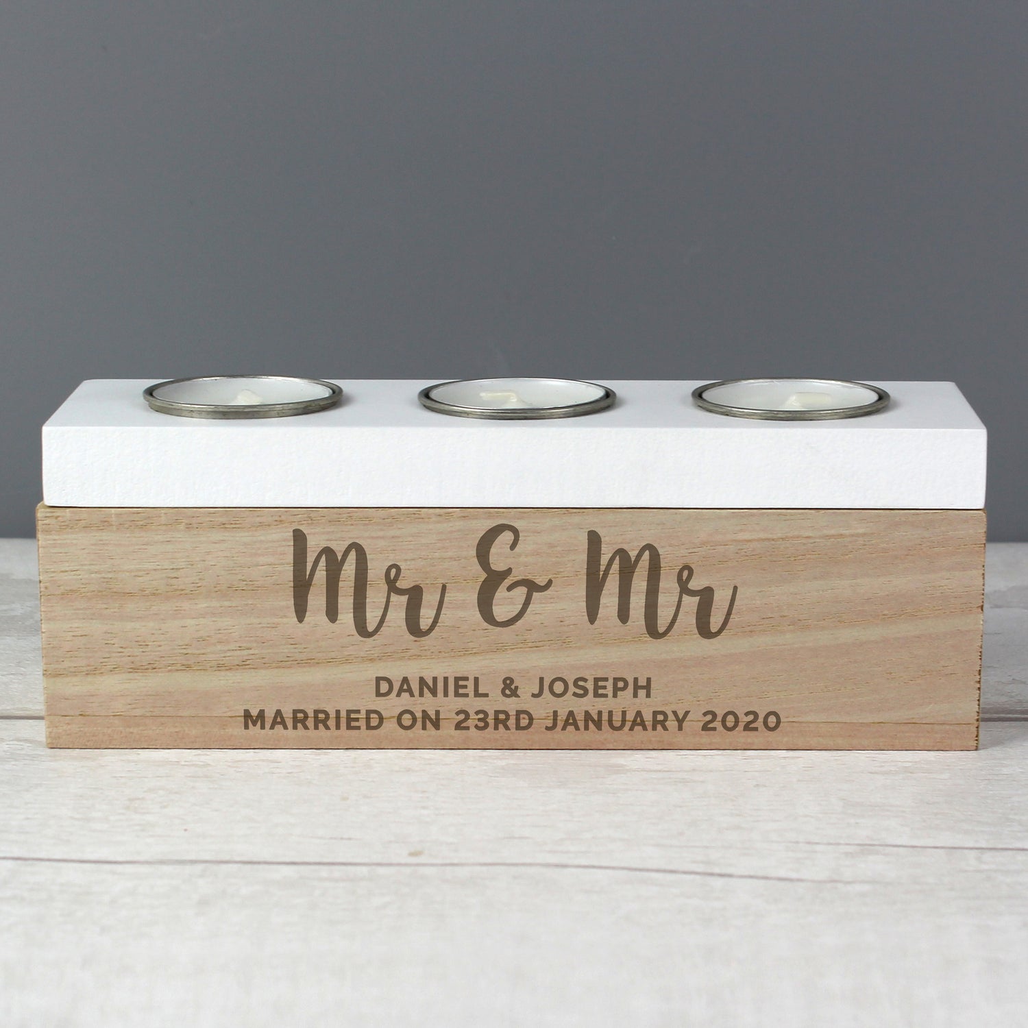 Personalised Free Text Triple Tea Light Box - gift & personalise