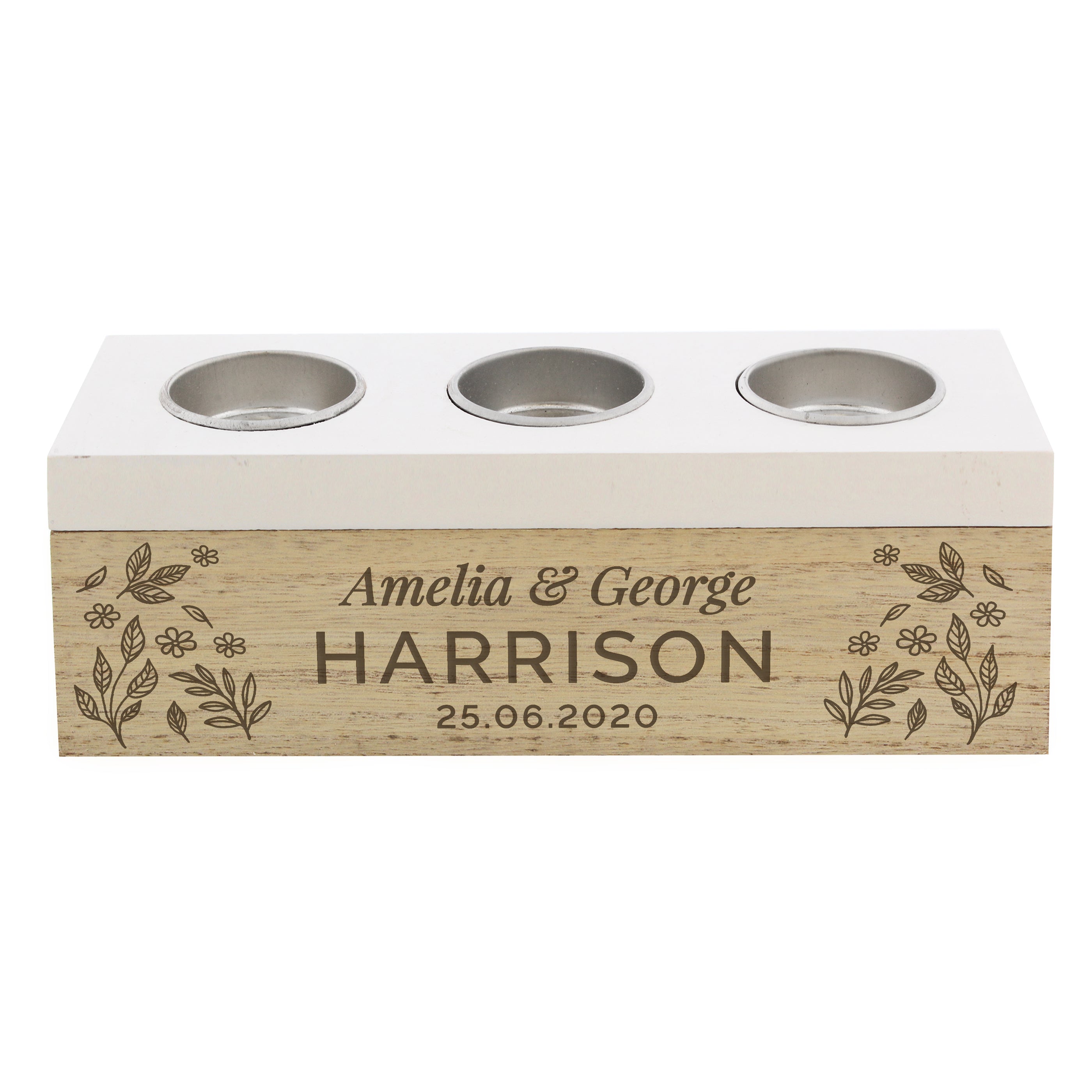 Personalised Floral Triple Tea Light Box - gift & personalise