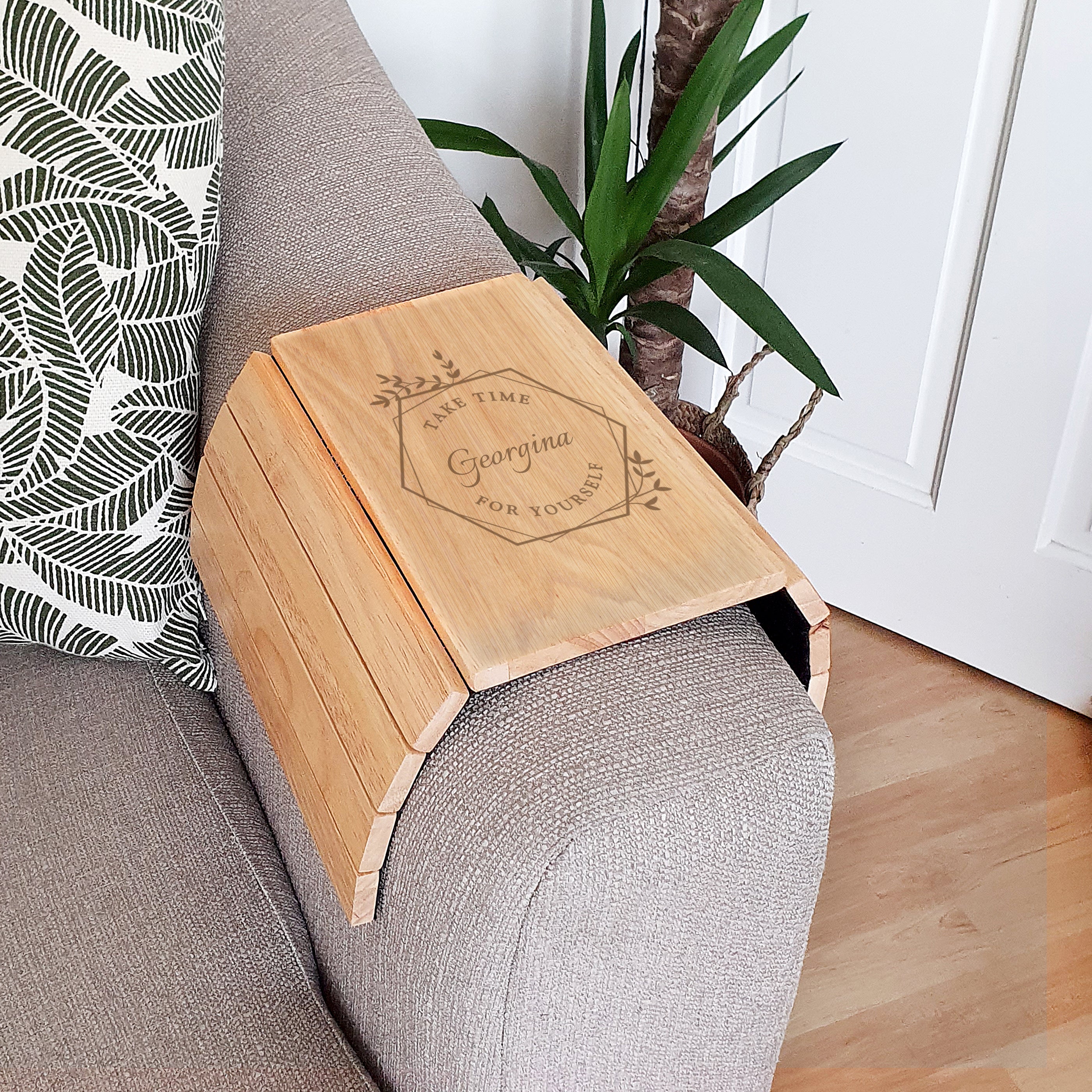 Personalised Take Time For Yourself Wooden Sofa Tray - gift & personalise