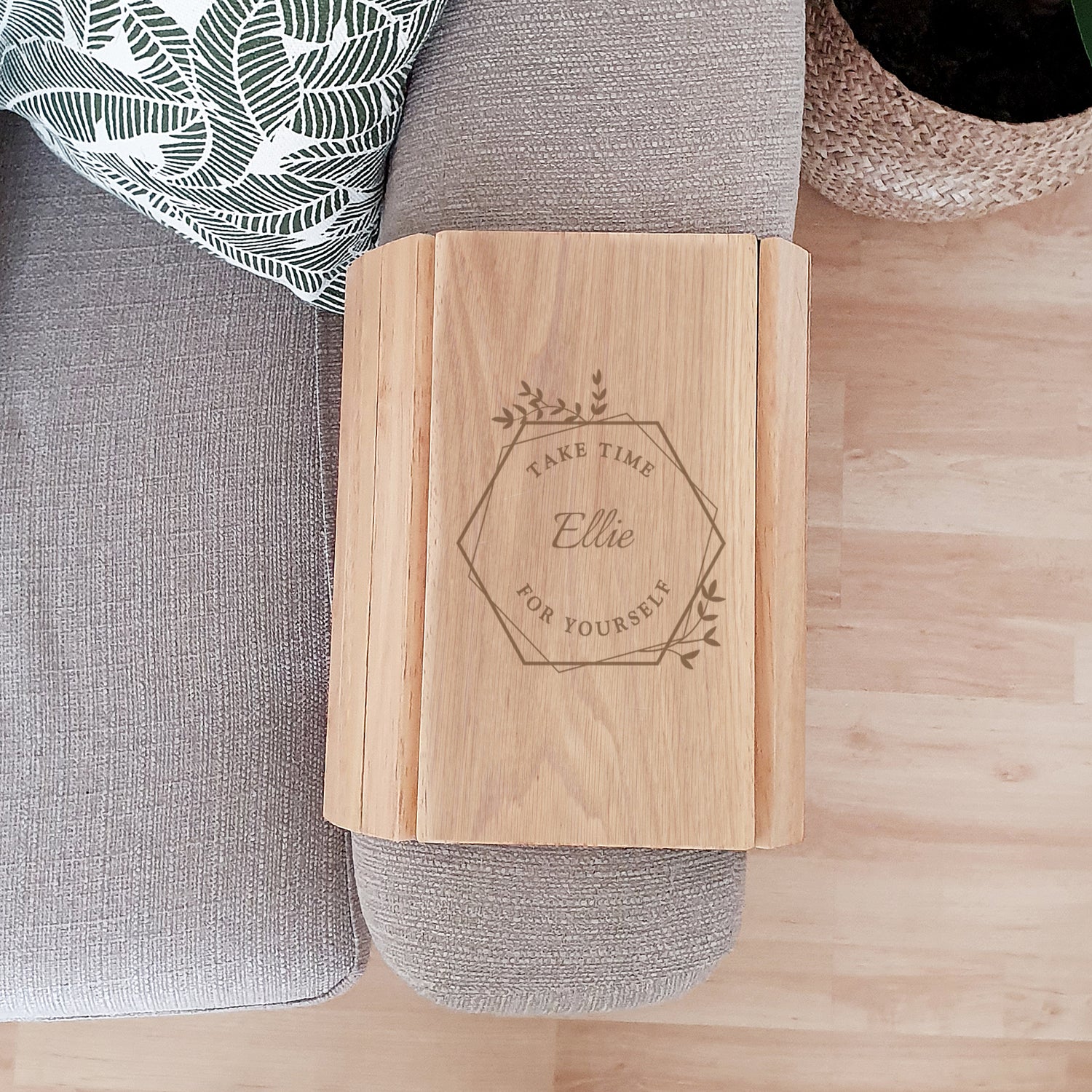 Personalised Take Time For Yourself Wooden Sofa Tray - gift & personalise