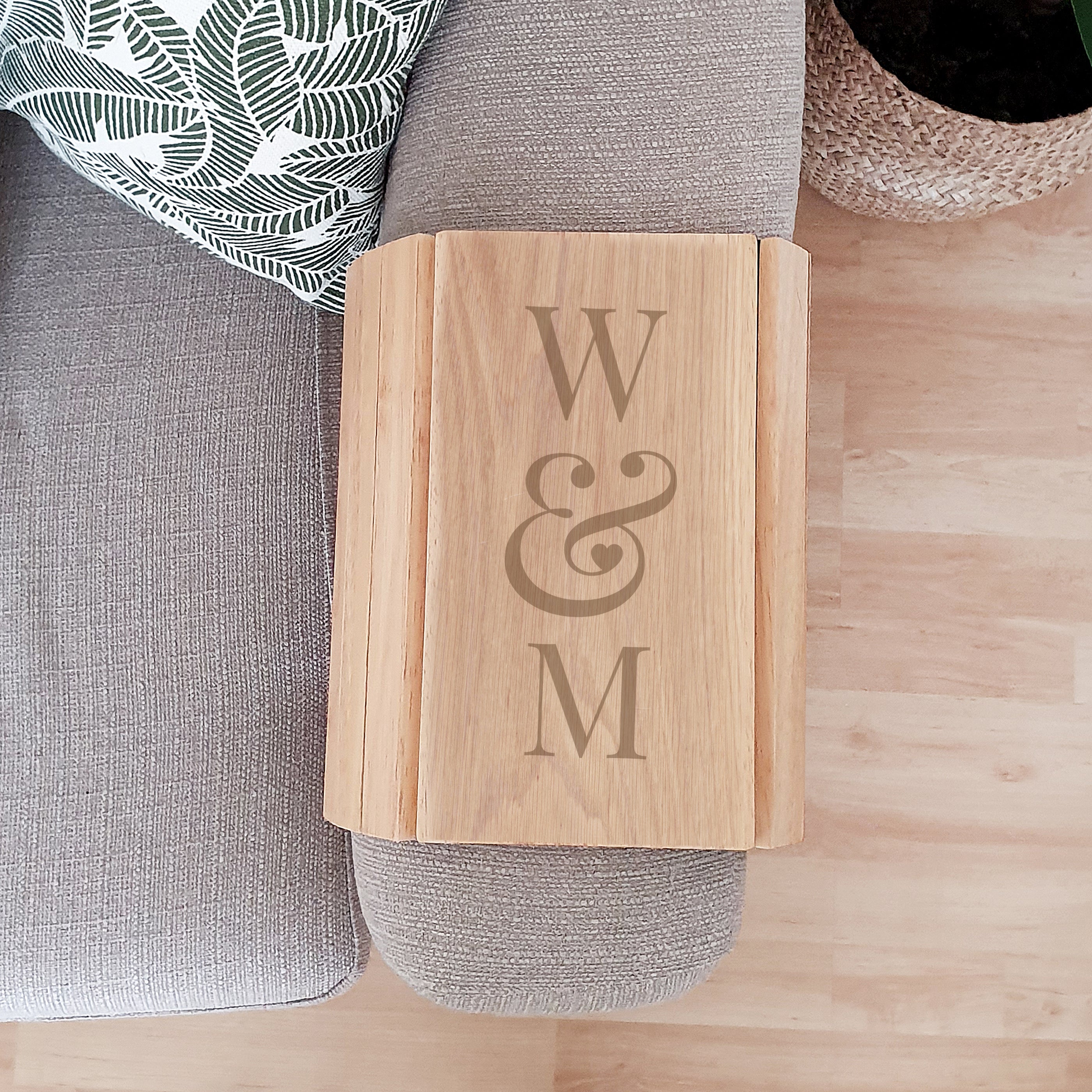 Personalised Initials Wooden Sofa Tray - gift & personalise