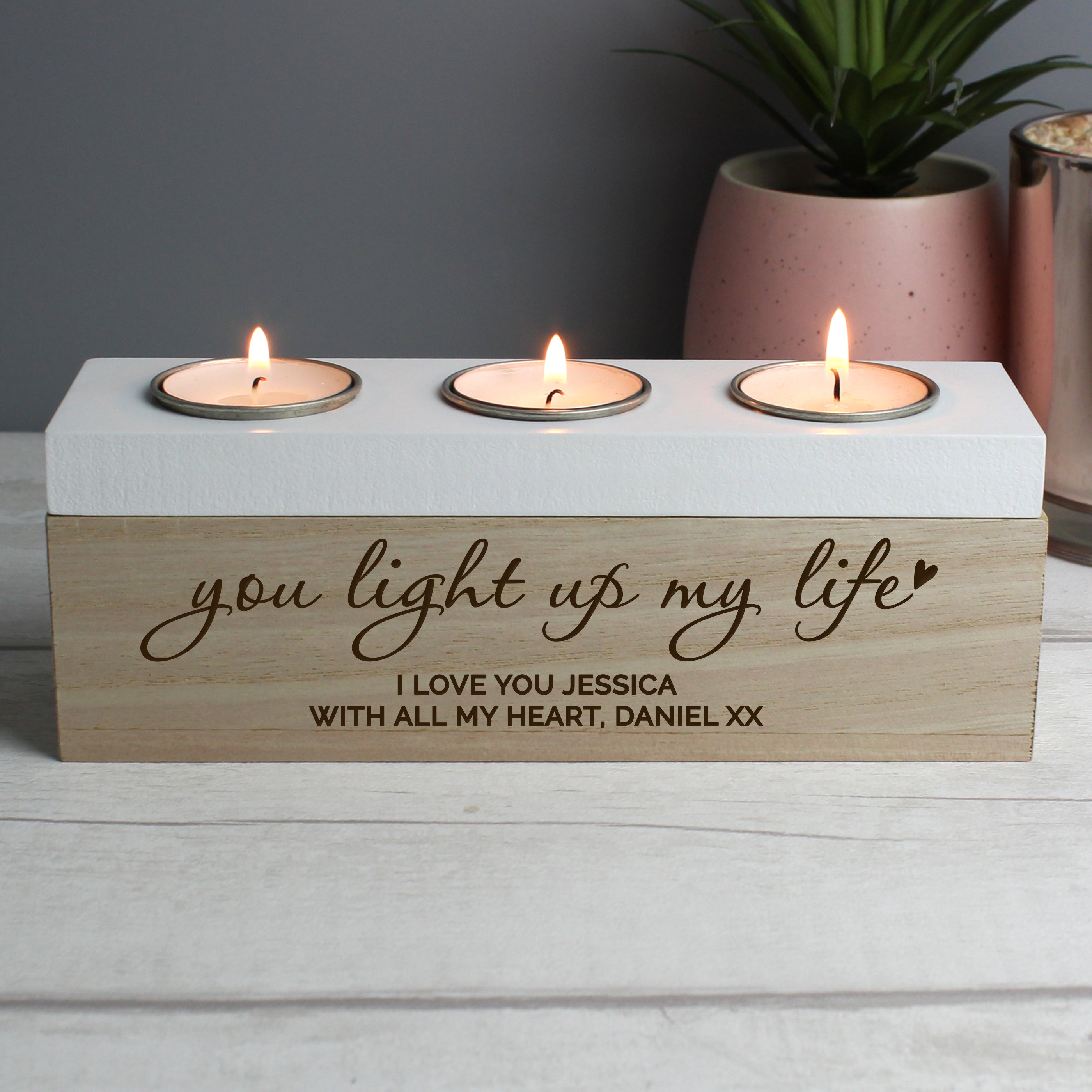 Personalised You Light Up My Life Triple Tea Light Box - gift & personalise