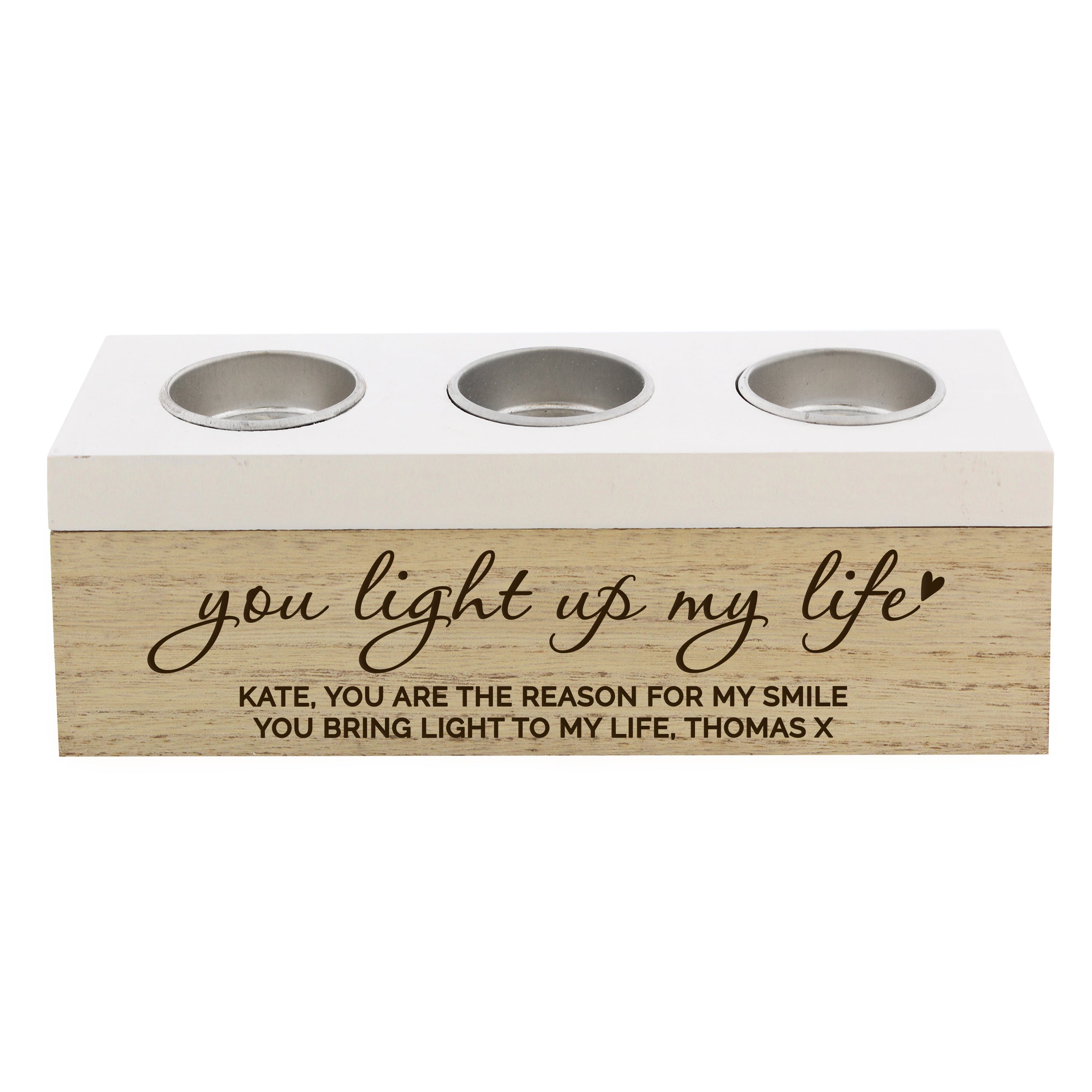 Personalised You Light Up My Life Triple Tea Light Box - gift & personalise