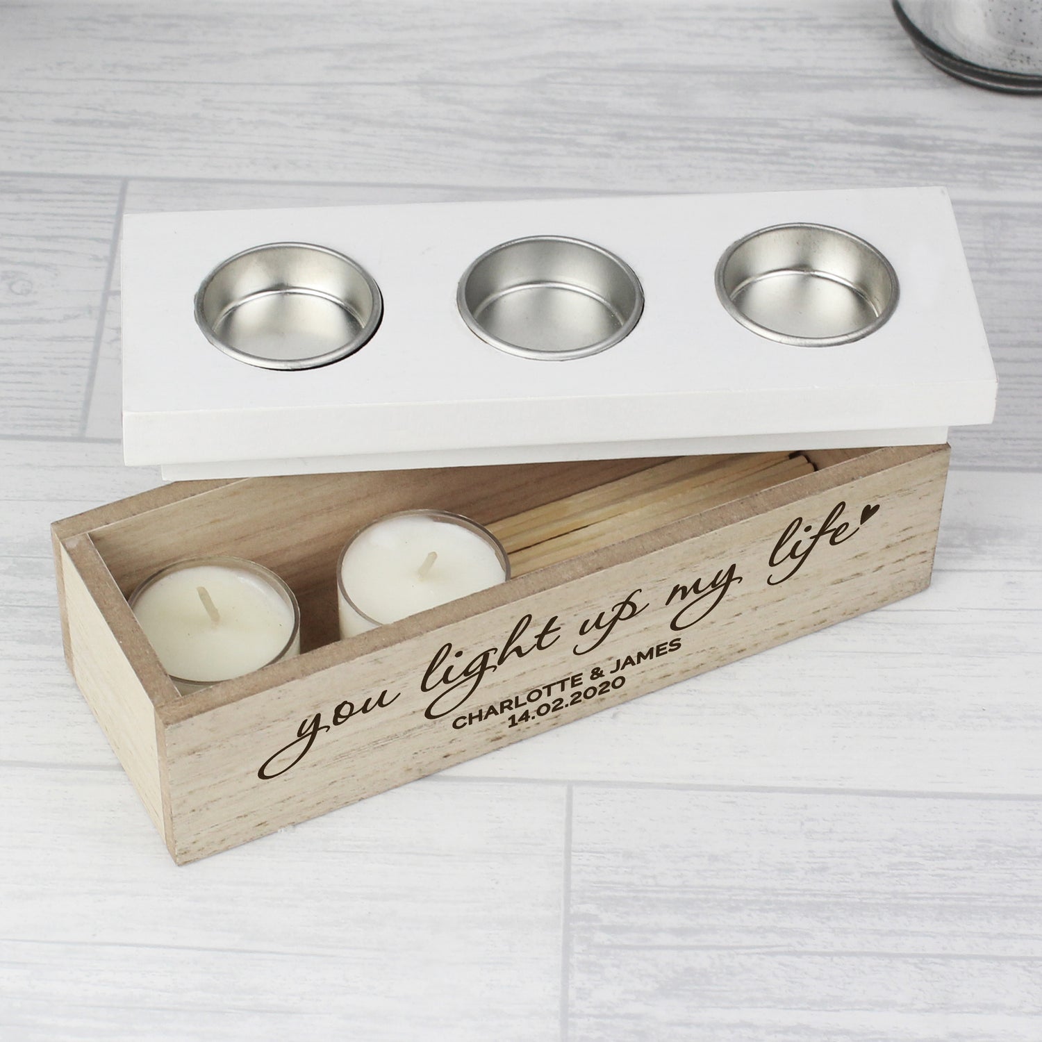 Personalised You Light Up My Life Triple Tea Light Box - gift & personalise