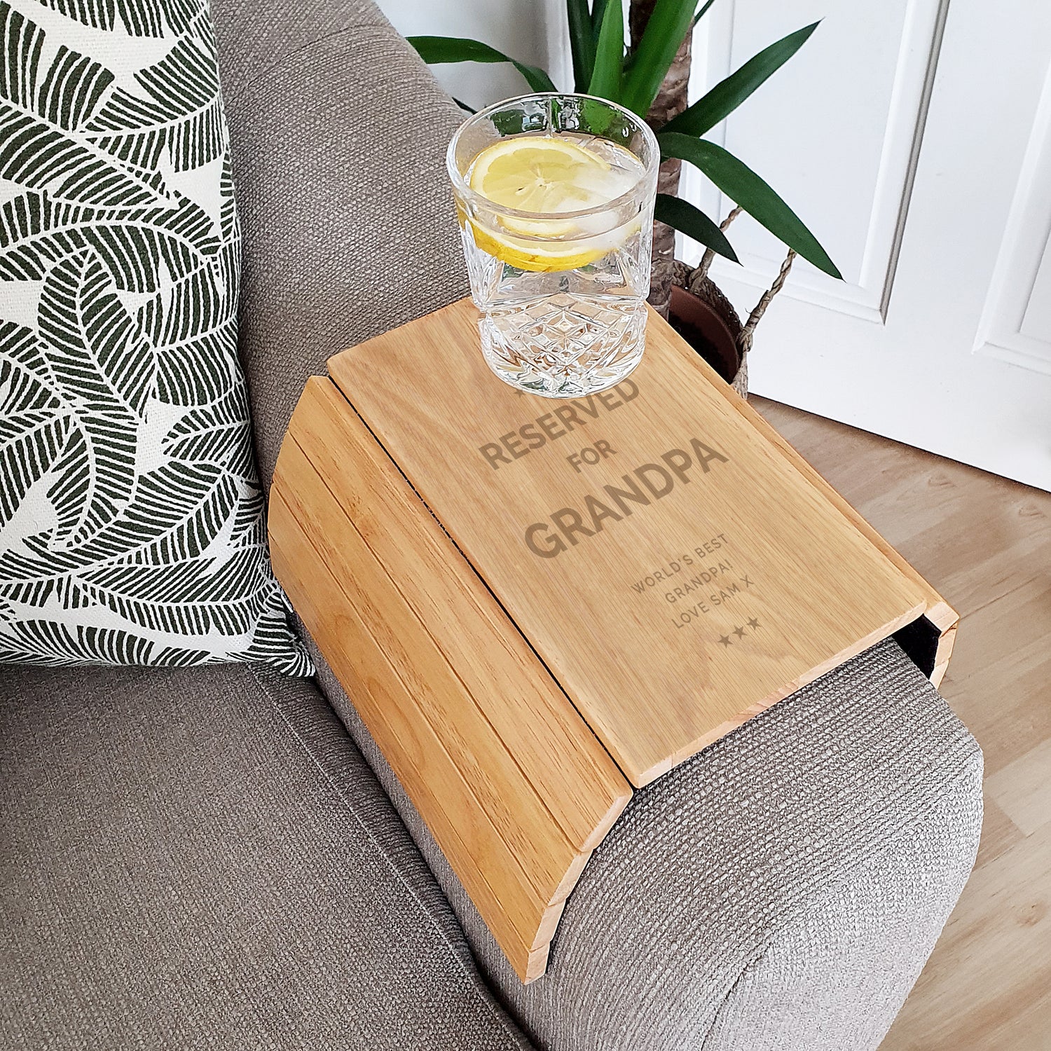 Personalised Reserved For Wooden Sofa Tray - gift & personalise