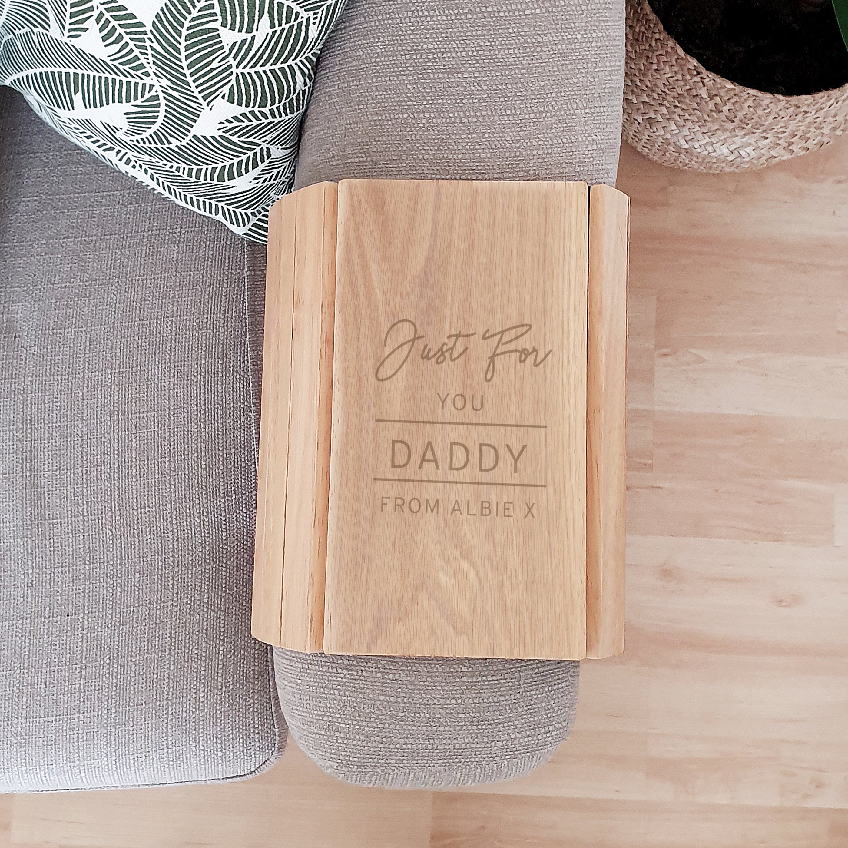 Personalised Classic Wooden Sofa Tray - gift & personalise