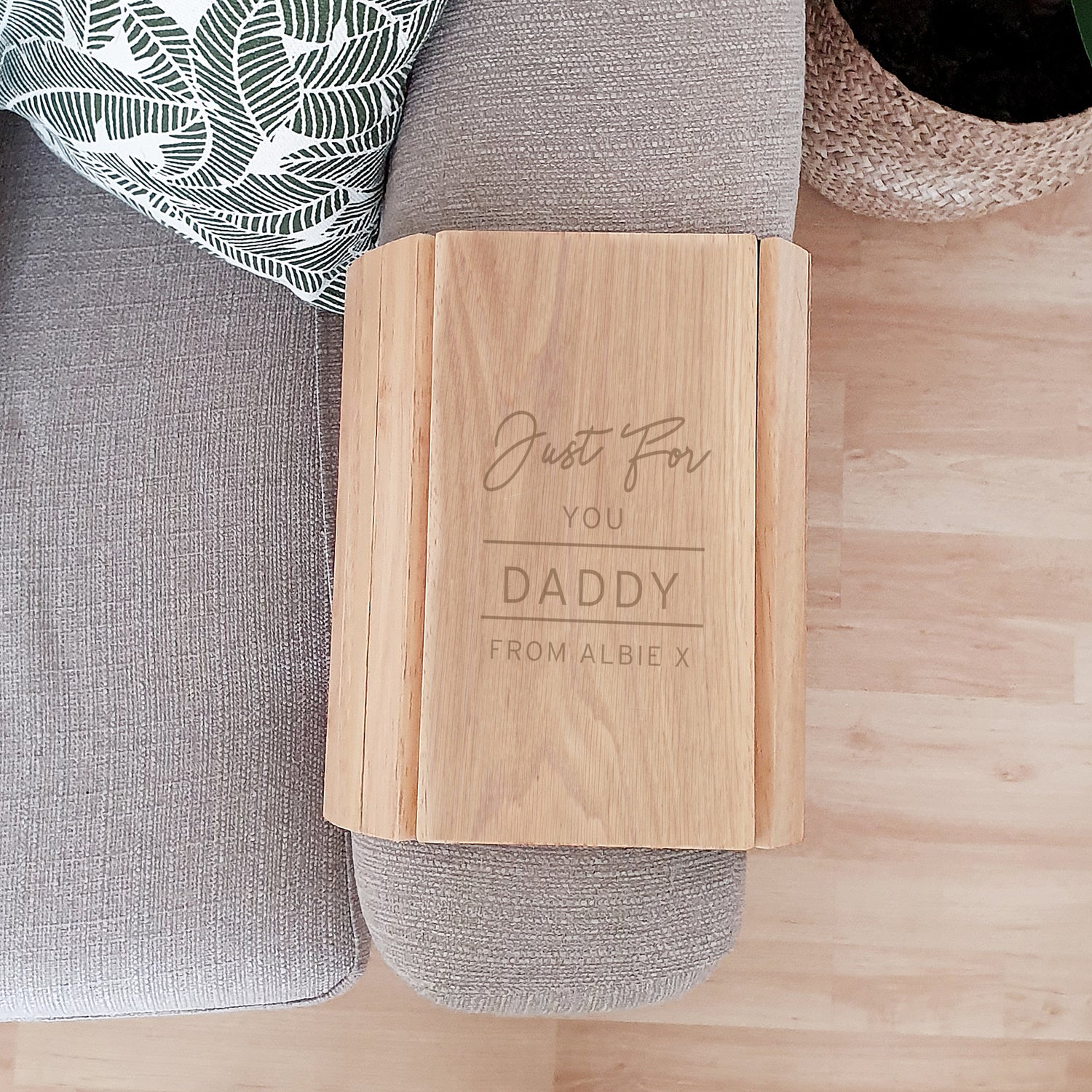 Personalised Classic Wooden Sofa Tray - gift & personalise