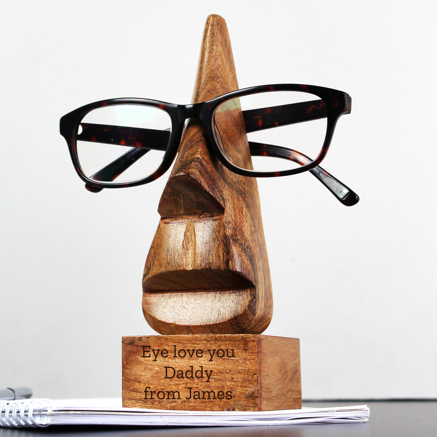 Personalised Wooden Nose-Shaped Glasses Holder - gift & personalise