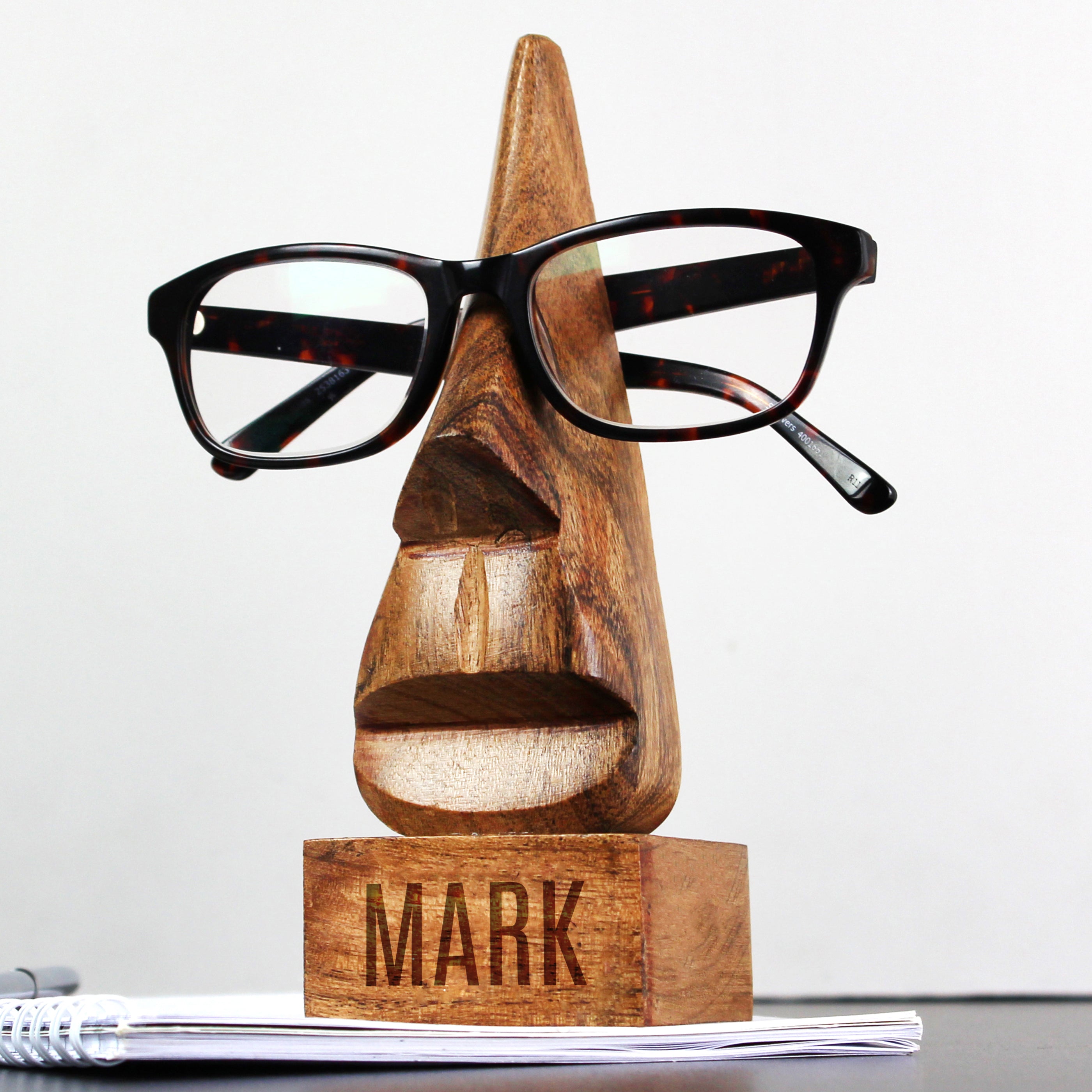 Personalised Wooden Nose-Shaped Glasses Holder - gift & personalise