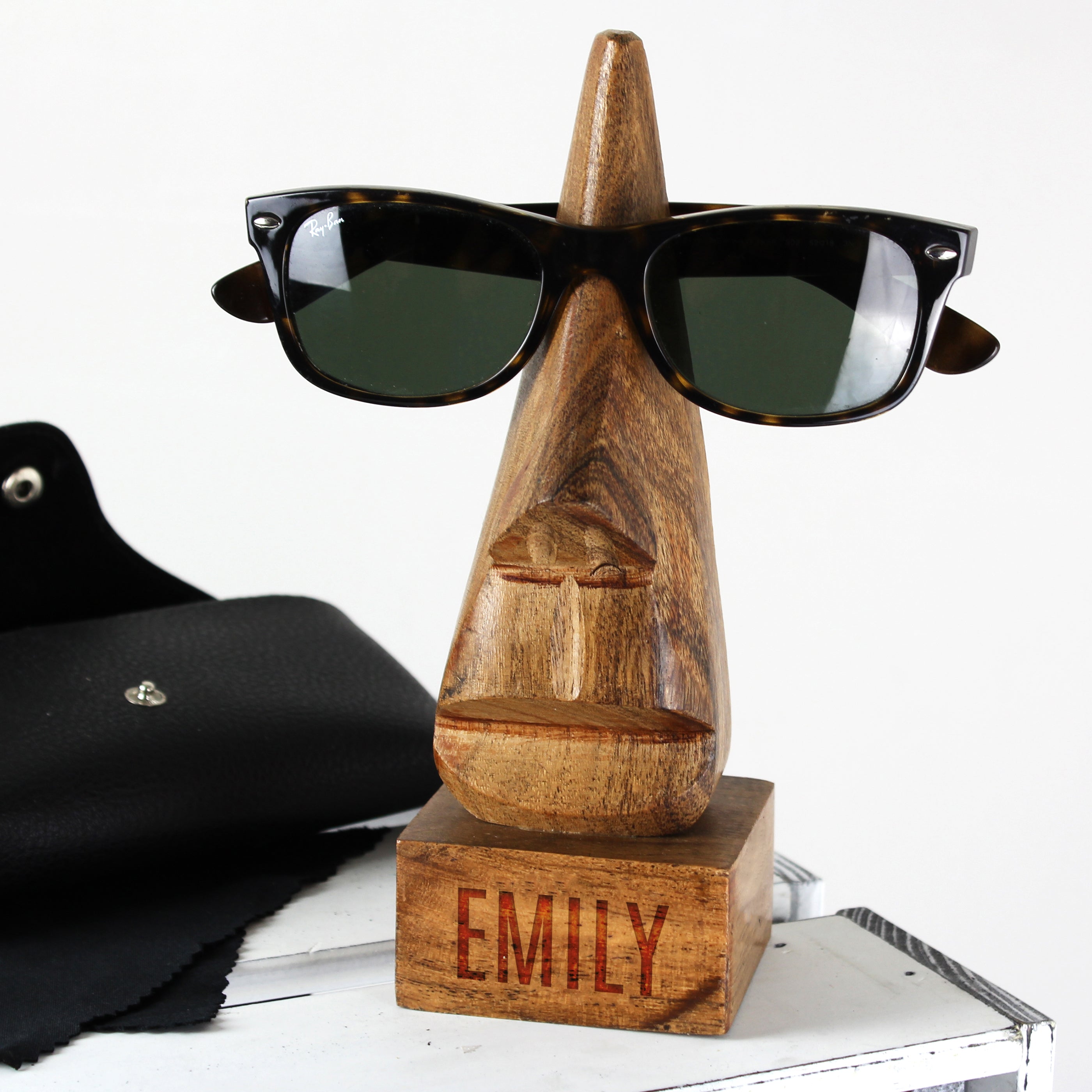 Personalised Wooden Nose-Shaped Glasses Holder - gift & personalise