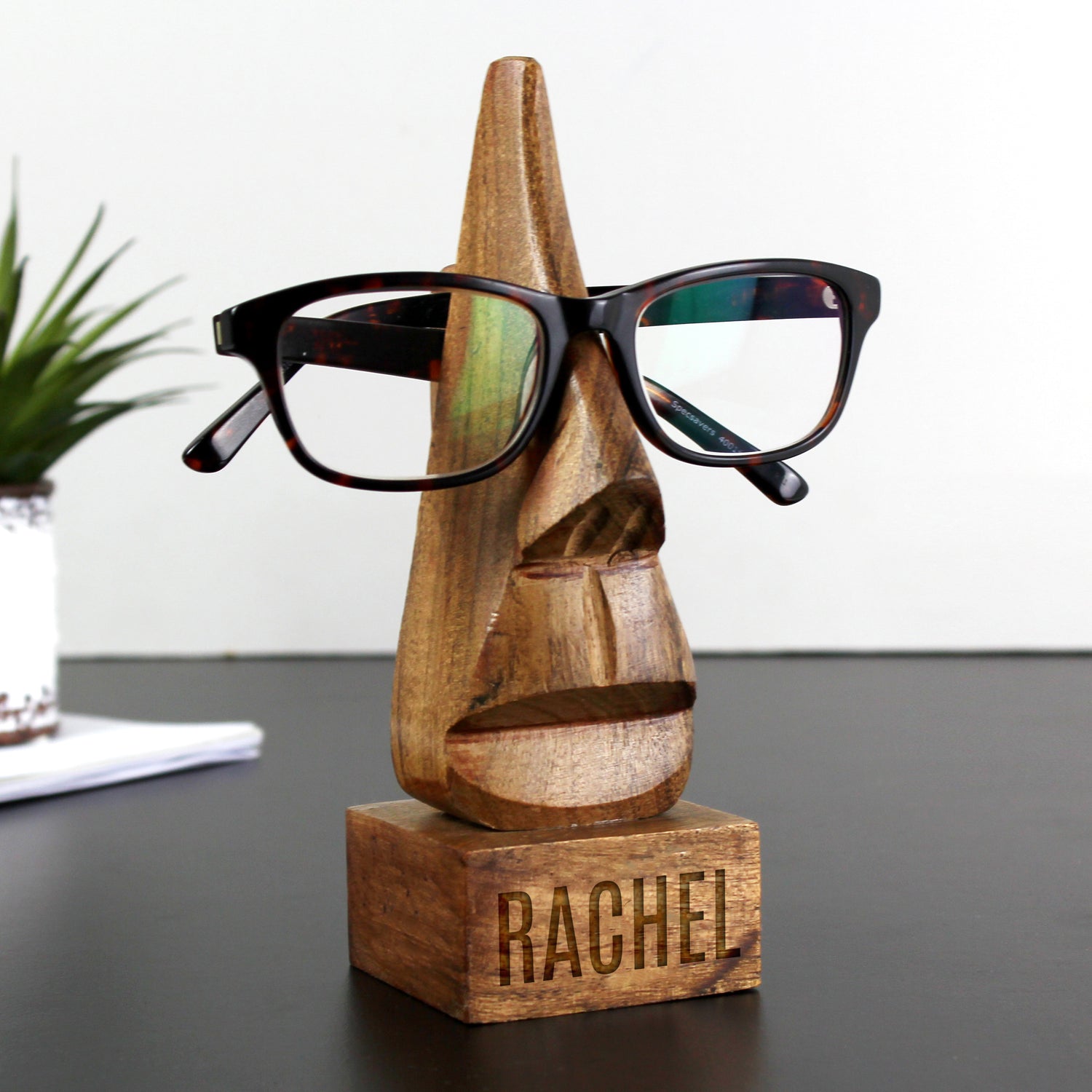 Personalised Wooden Nose-Shaped Glasses Holder - gift & personalise