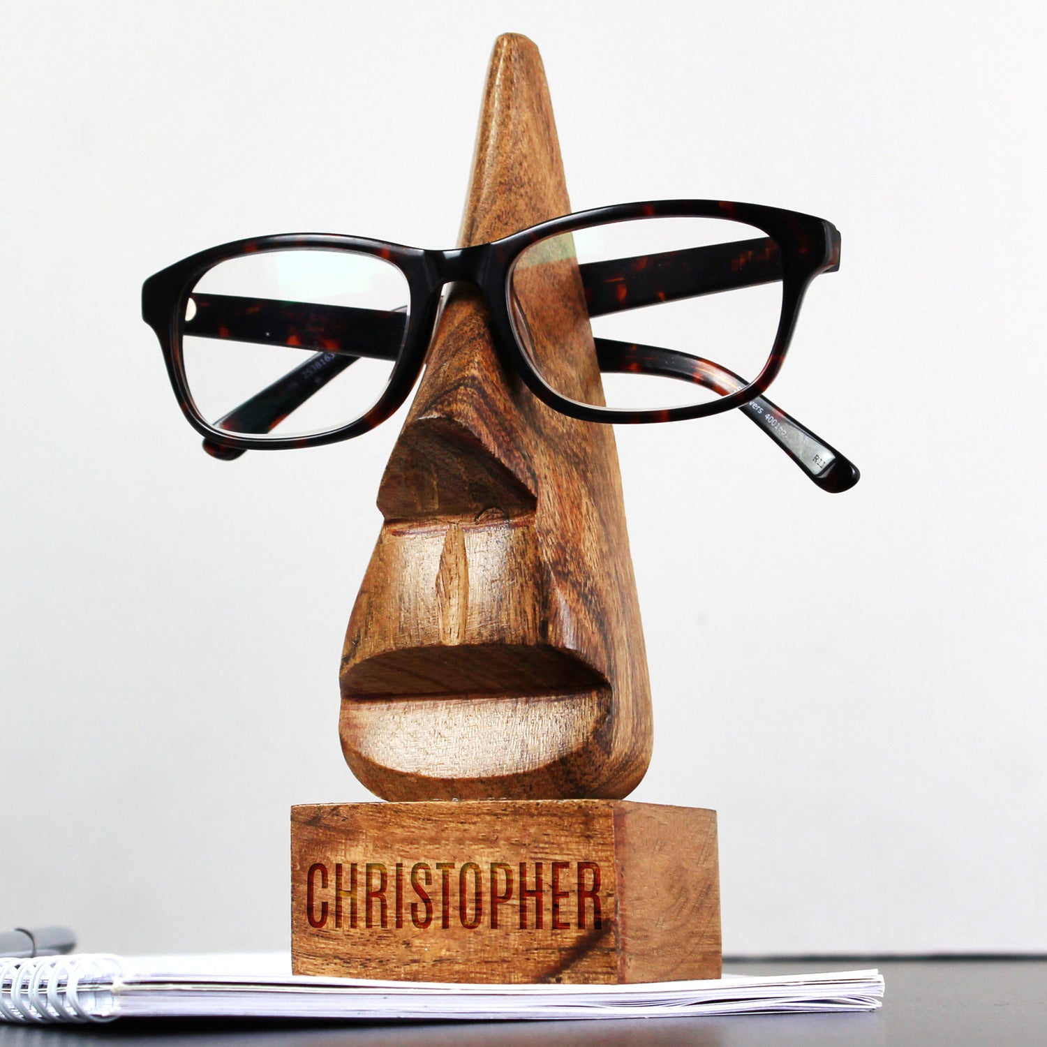 Personalised Wooden Nose-Shaped Glasses Holder - gift & personalise