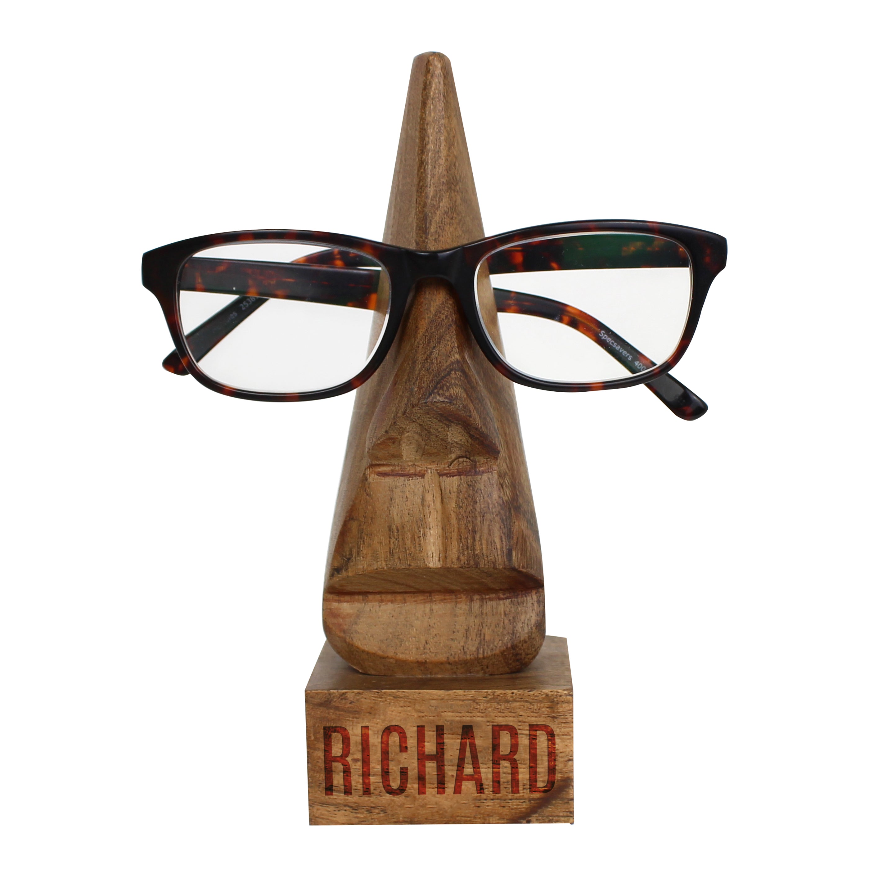 Personalised Wooden Nose-Shaped Glasses Holder - gift & personalise