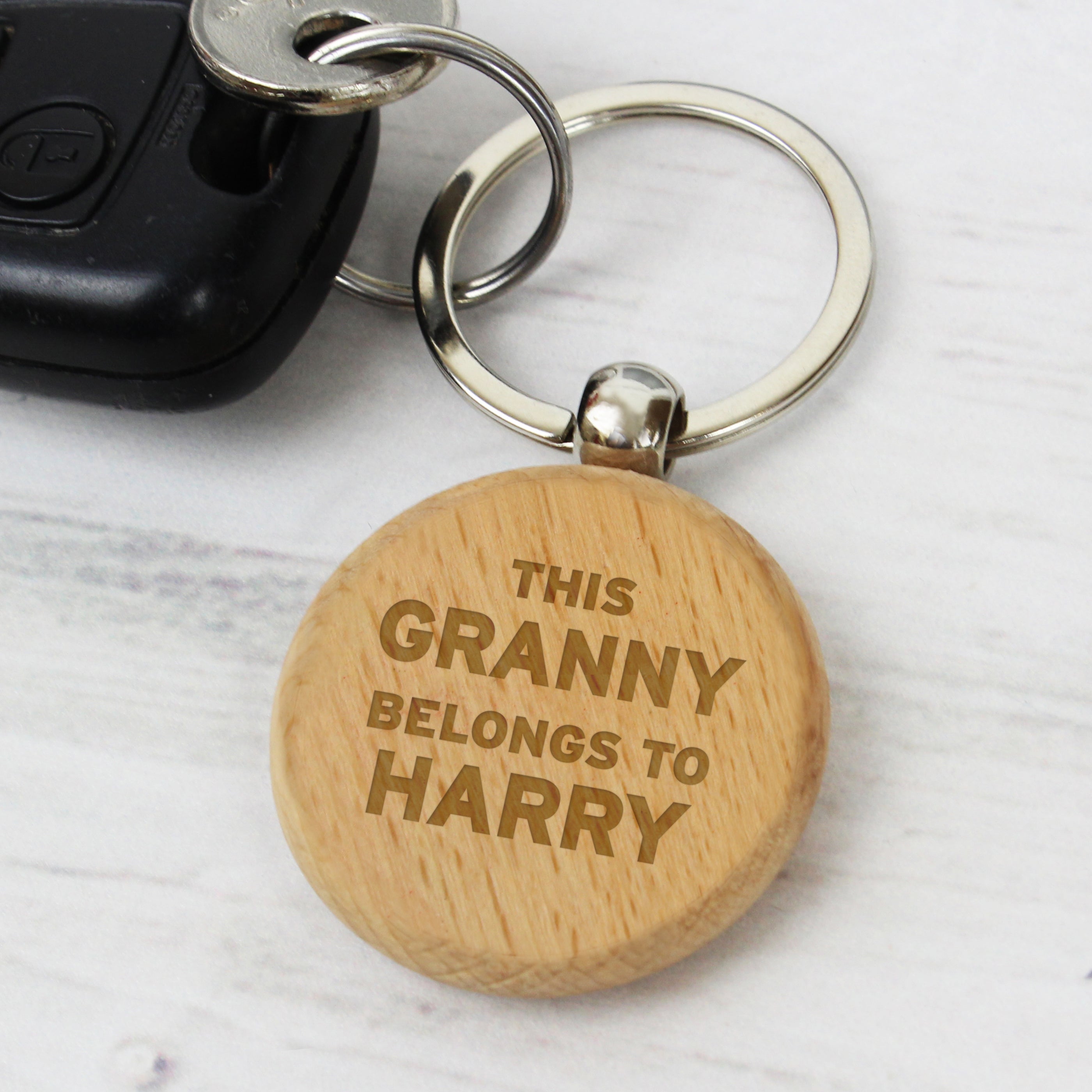 Personalised This...Belongs To Wooden Keyring - gift & personalise