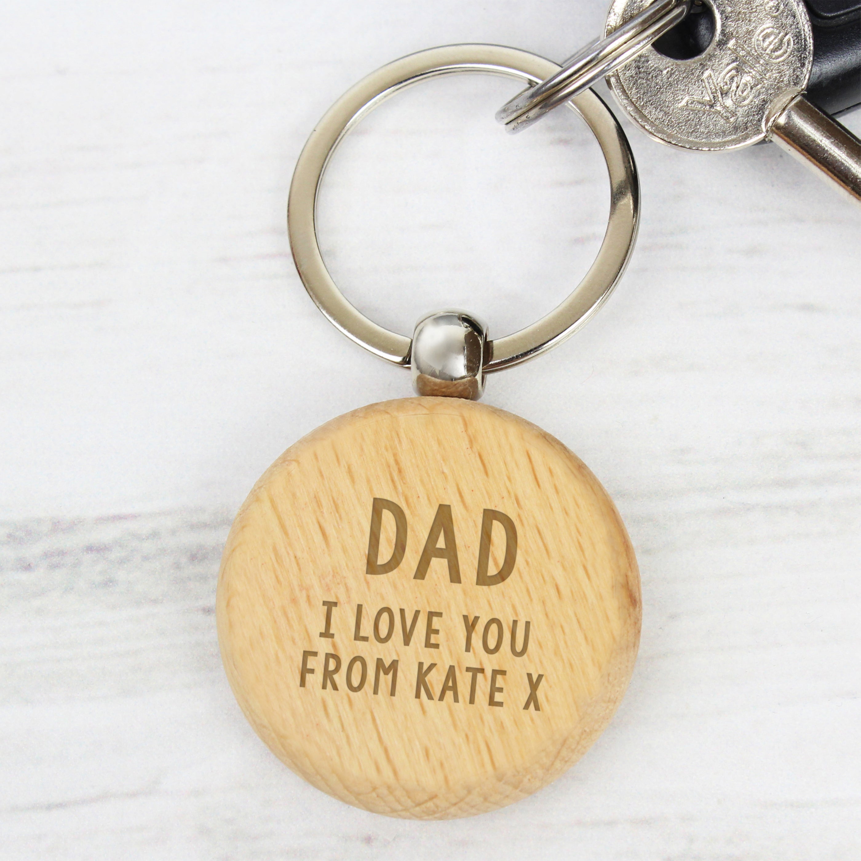 Personalised Free Text Wooden Keyring - gift & personalise