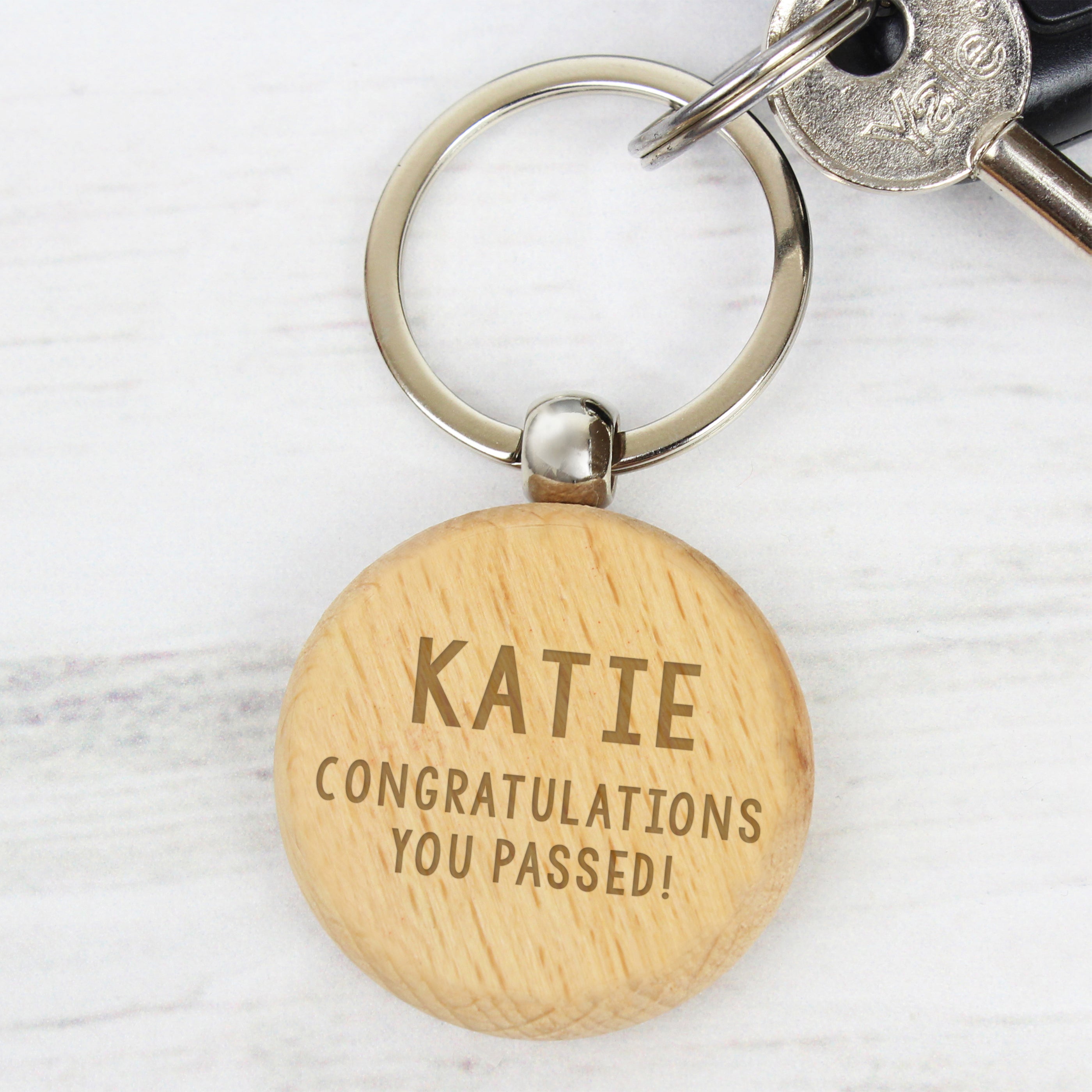 Personalised Free Text Wooden Keyring - gift & personalise